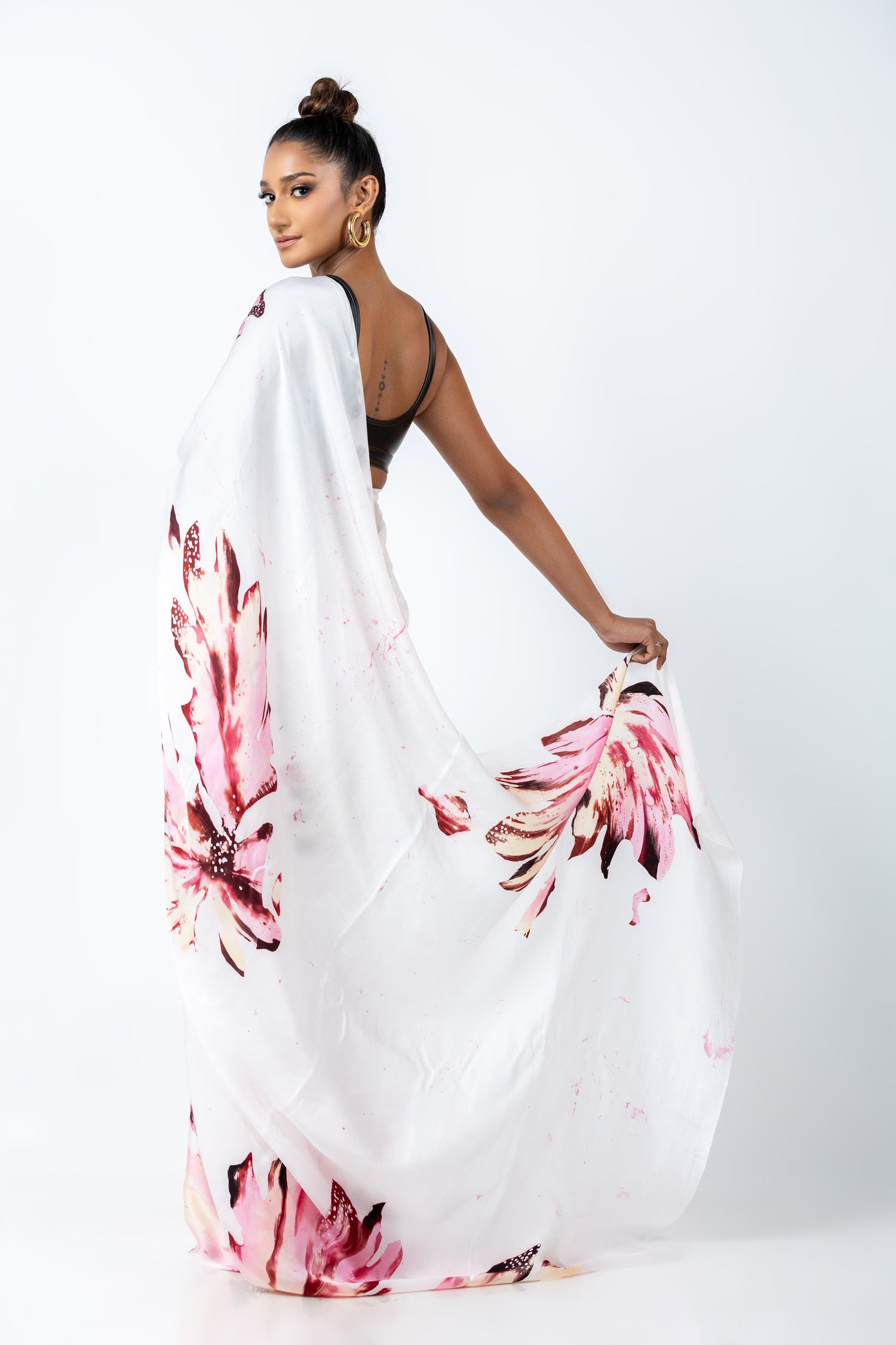 Enchanted White Blossom Saree