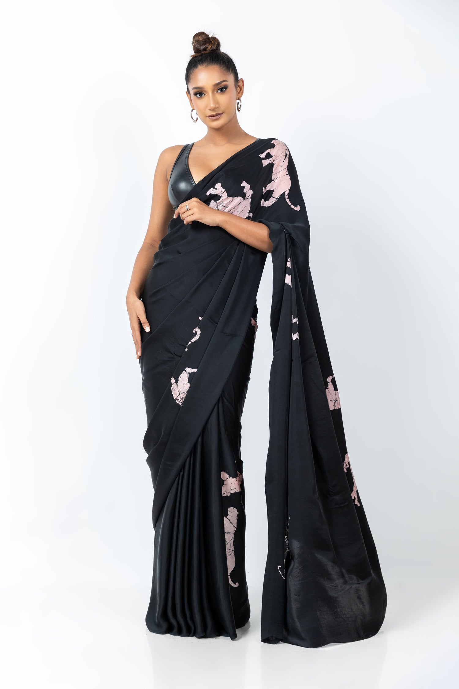 Midnight Pink Panther Batik Saree