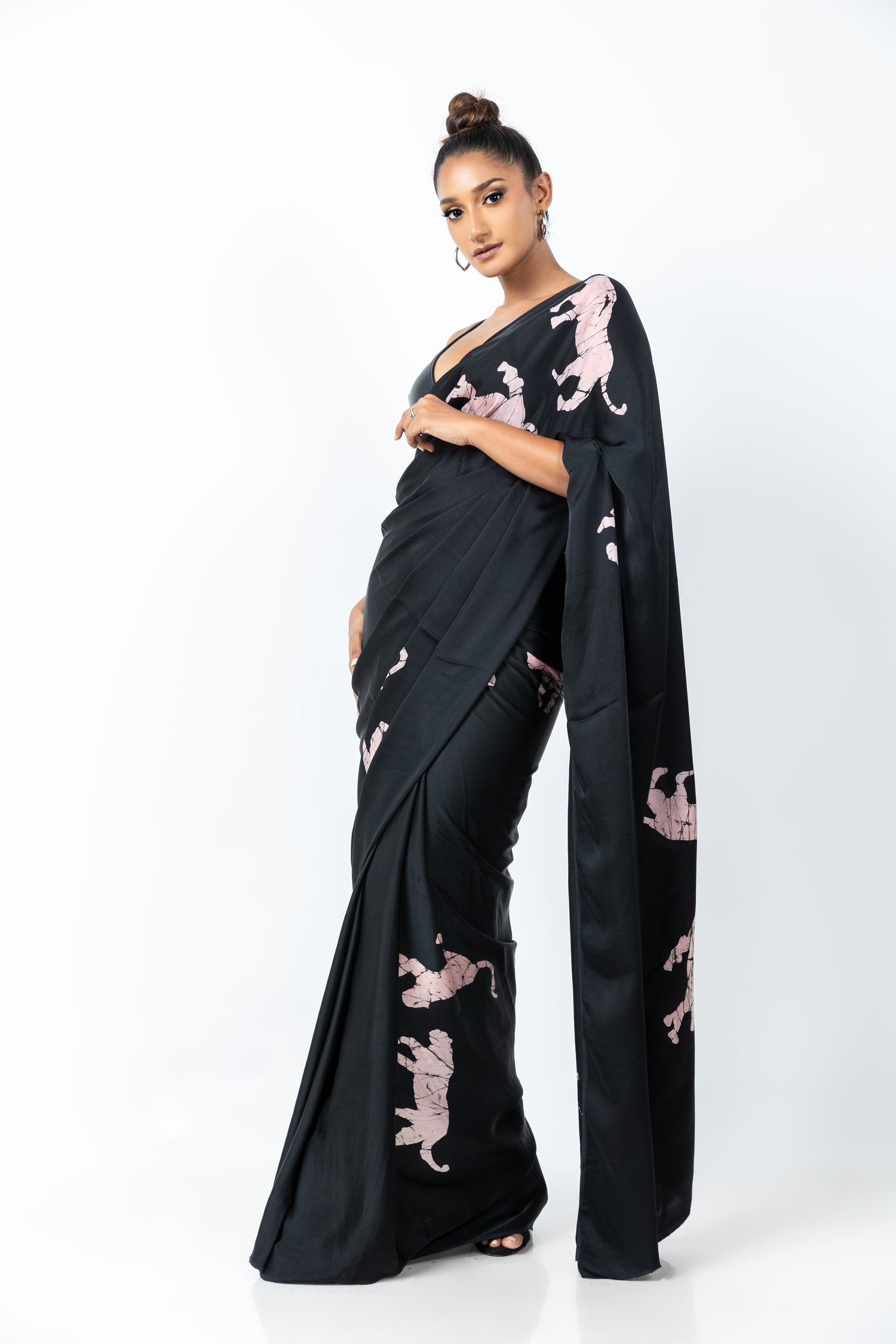 Midnight Pink Panther Batik Saree
