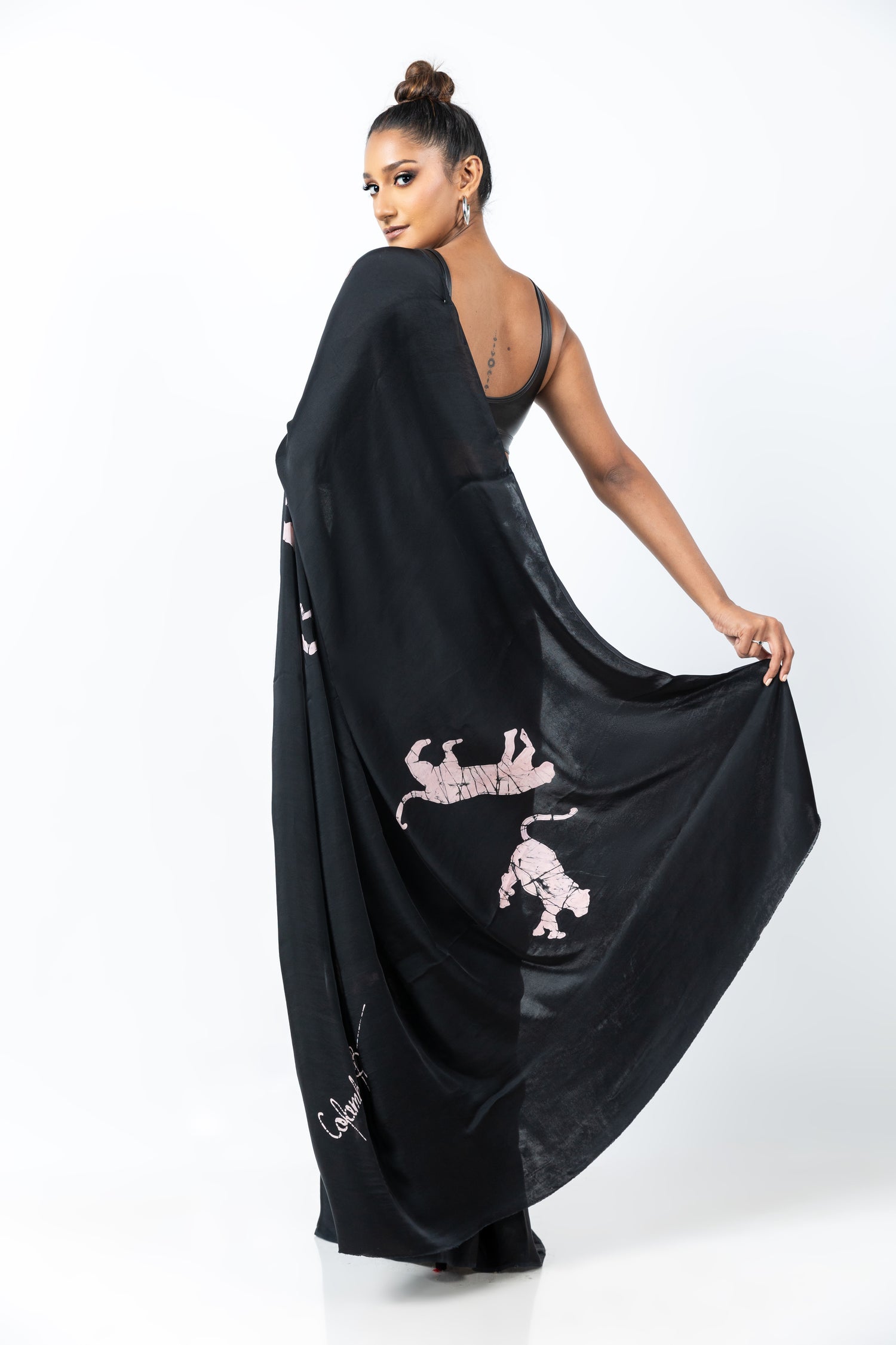 Midnight Pink Panther Batik Saree