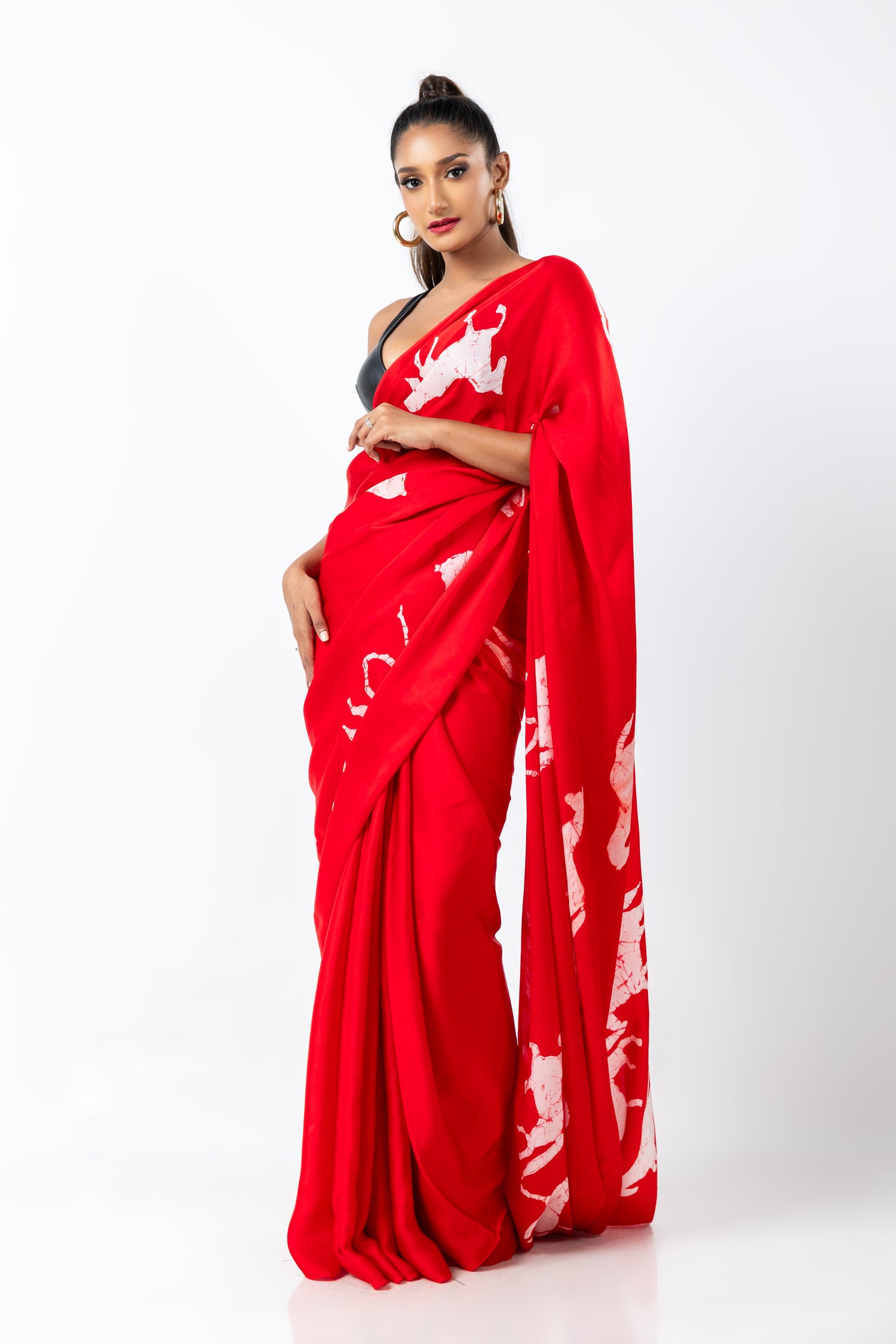 A Dance of Red Horses Saree