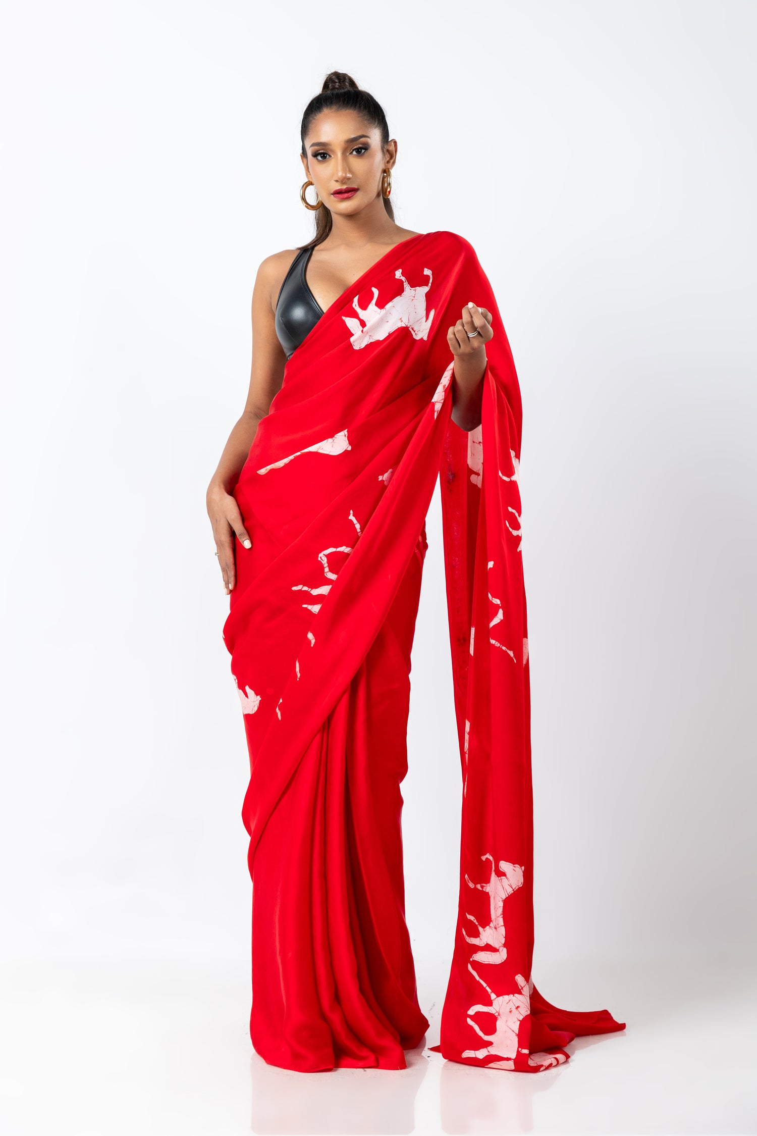 A Dance of Red Horses Saree