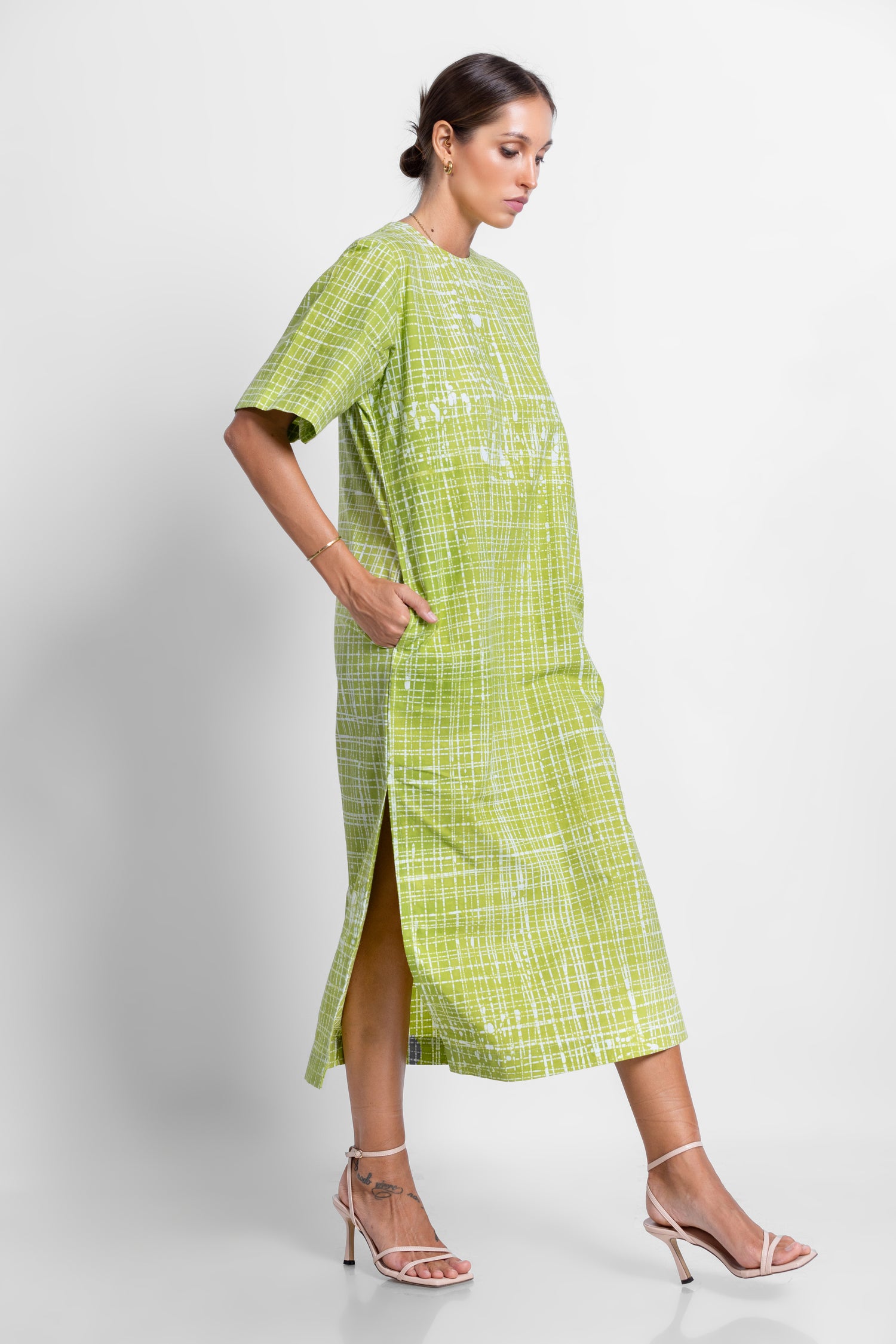 Puzzling Midi Green Box Dress- Summer 24'
