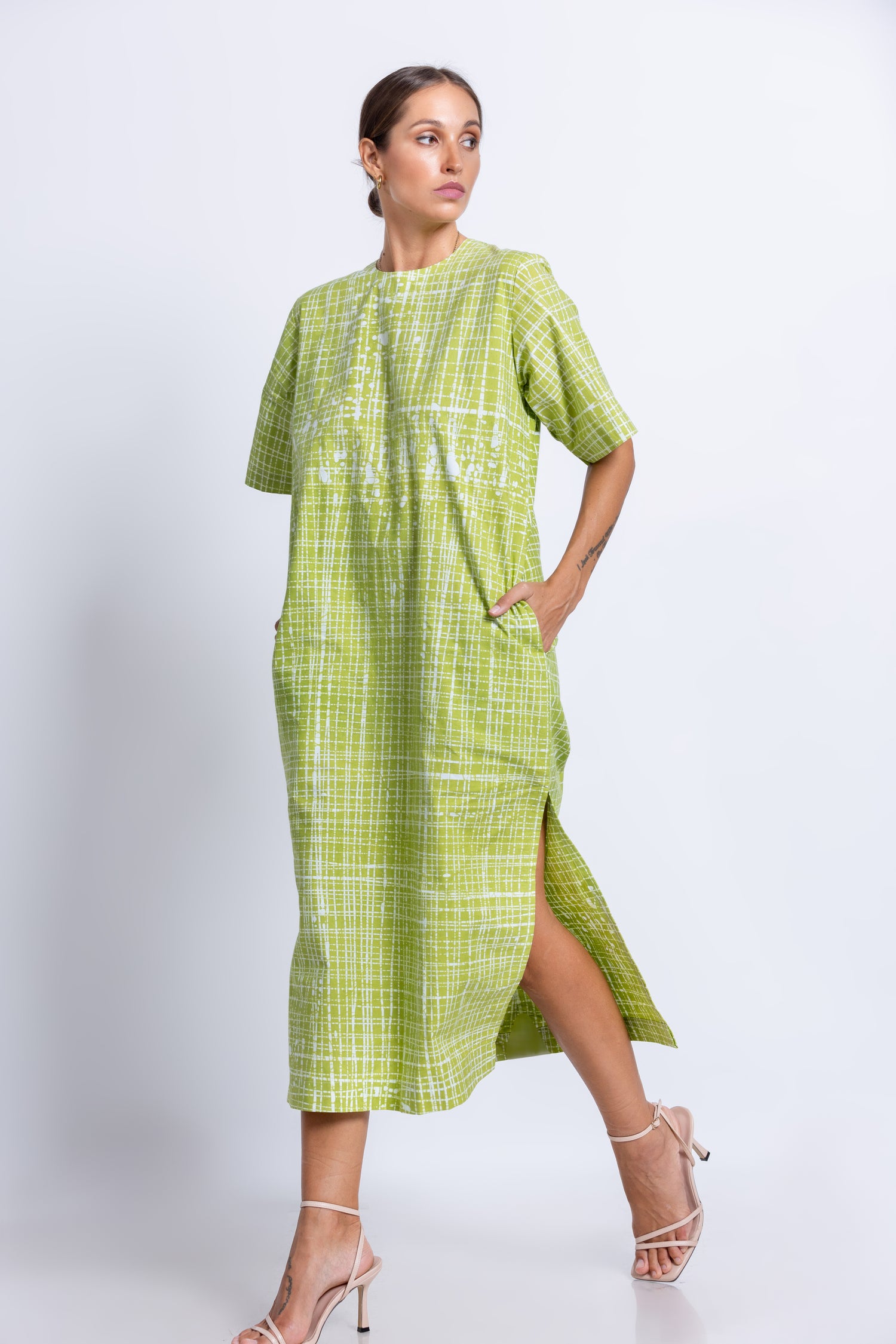 Puzzling Midi Green Box Dress- Summer 24'