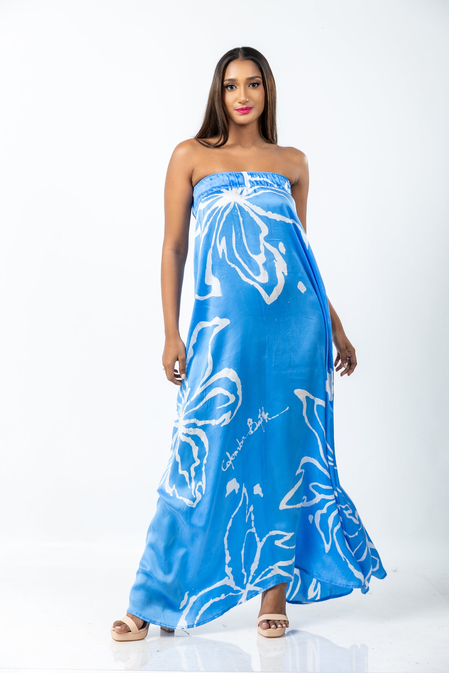 Ravishing Blue Floral Tube Dress