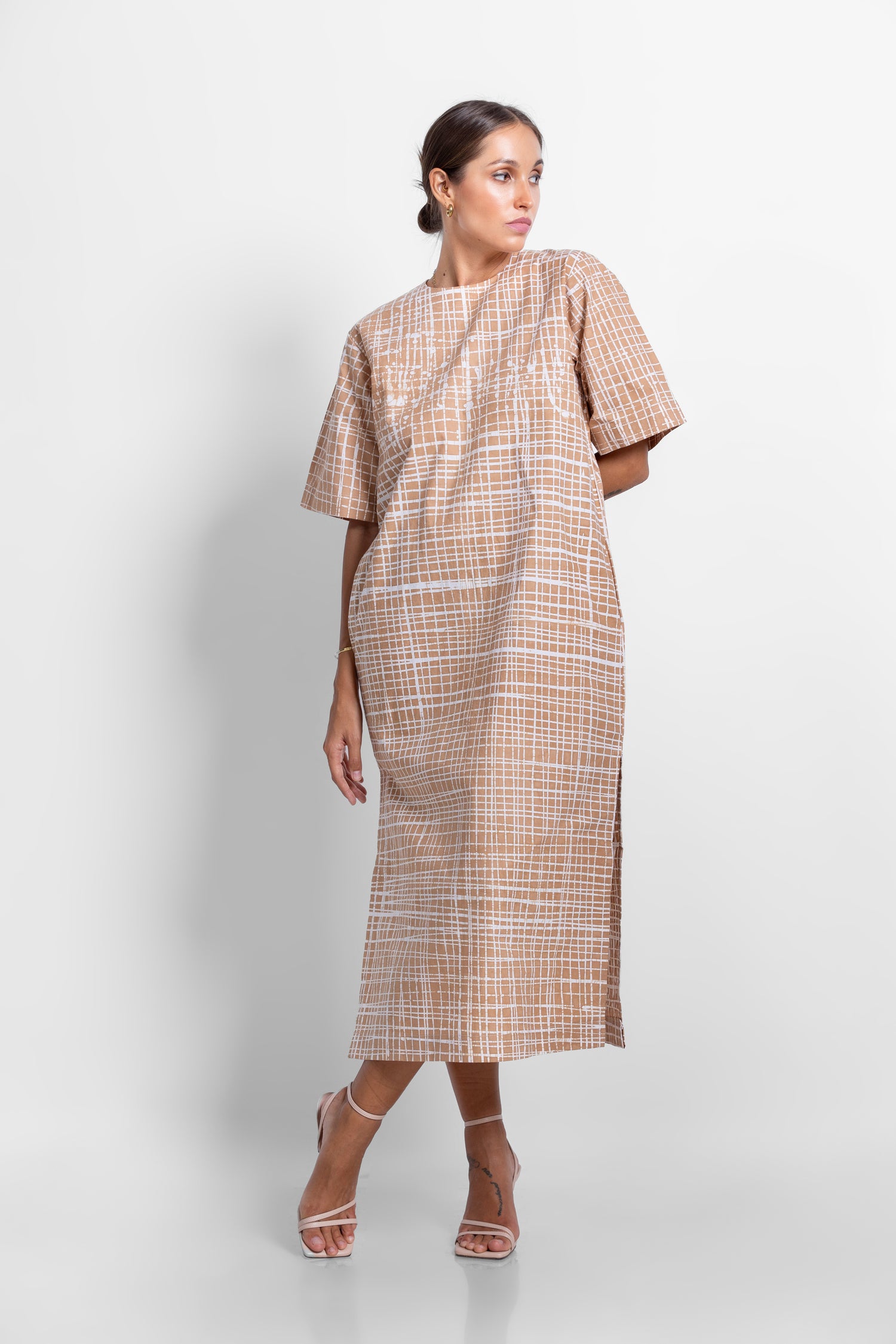 Puzzling Midi Beige Box Dress- Summer 24'