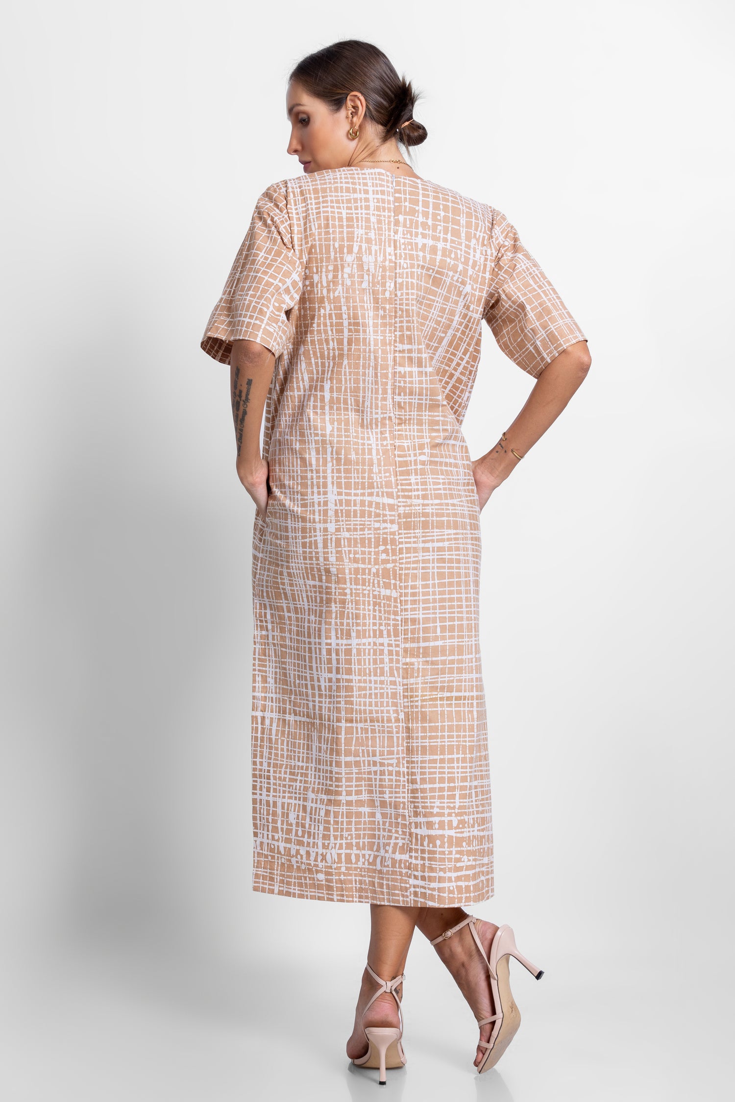 Puzzling Midi Beige Box Dress- Summer 24'