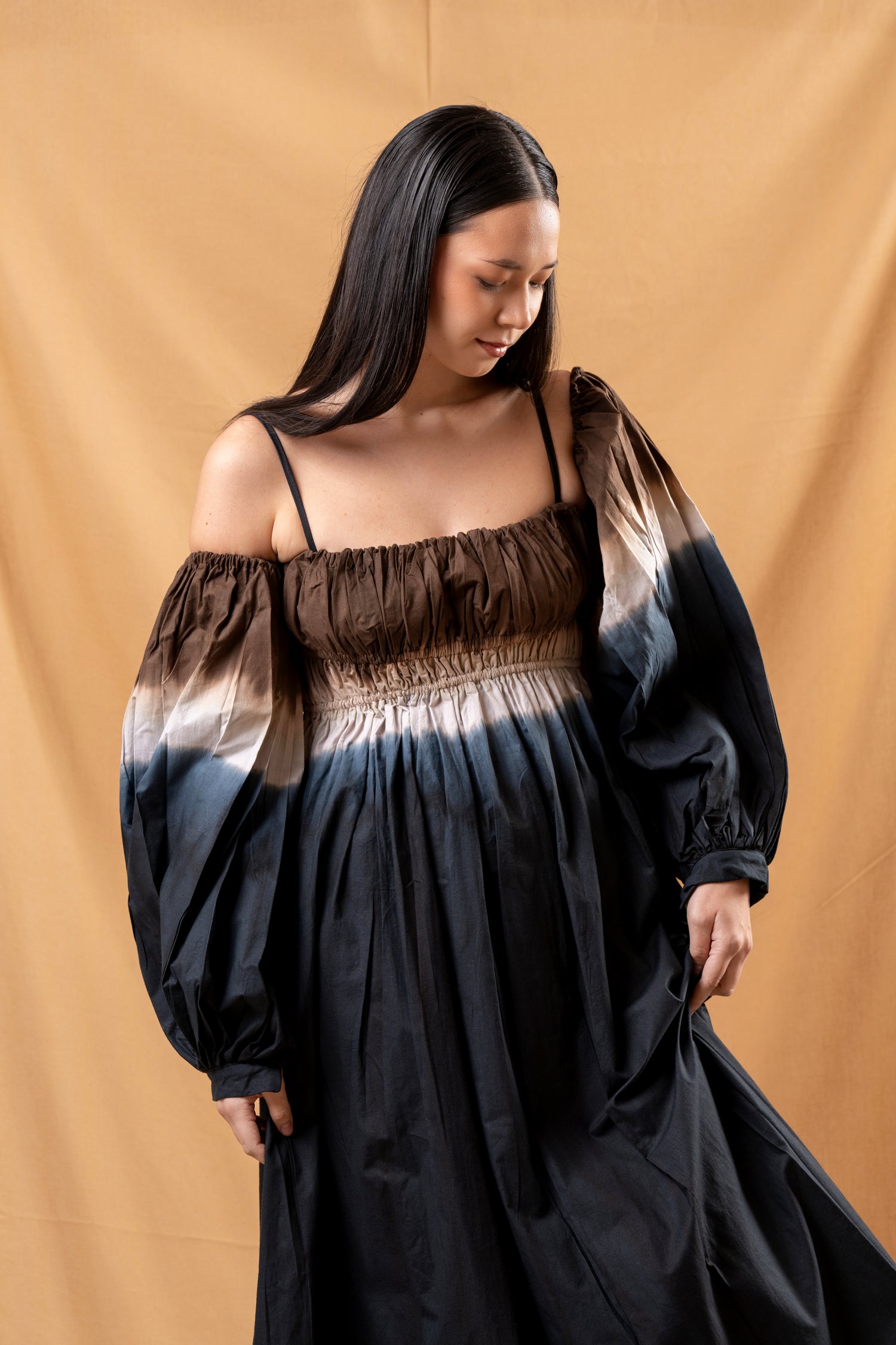 Shibori Hand-Dyed Blue Strap Dress