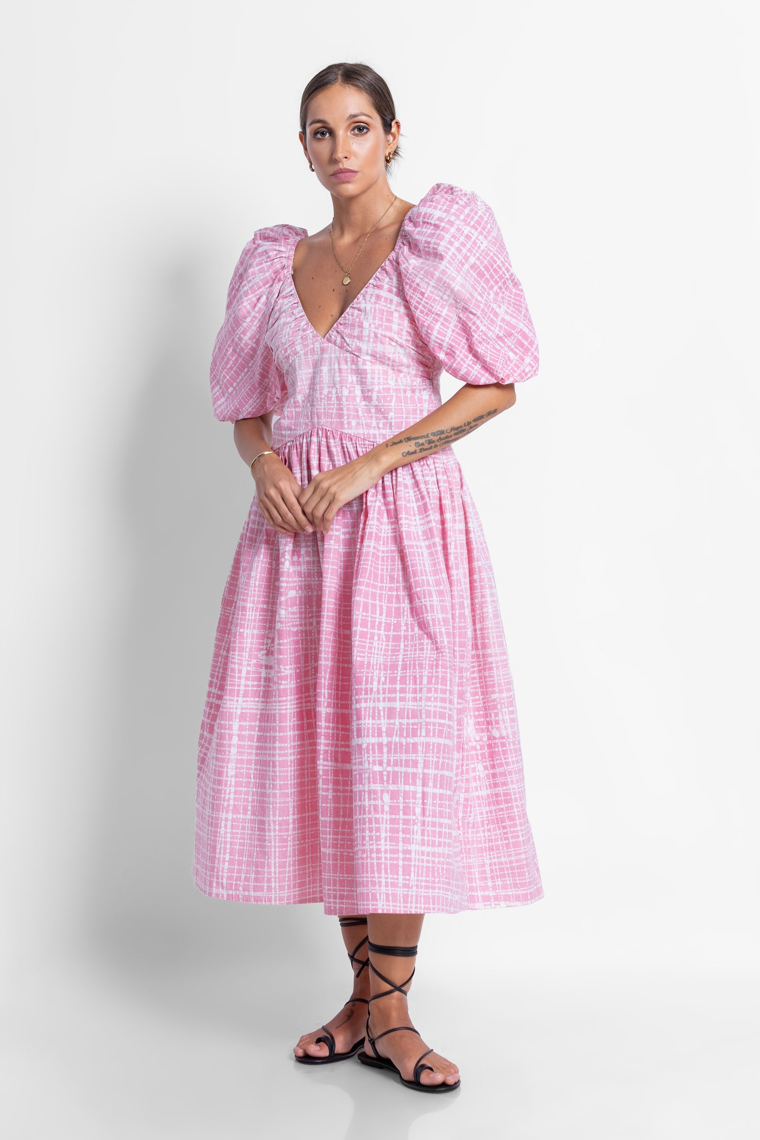 Puzzling Midi Puff Sleeve Dress - Summer 24'