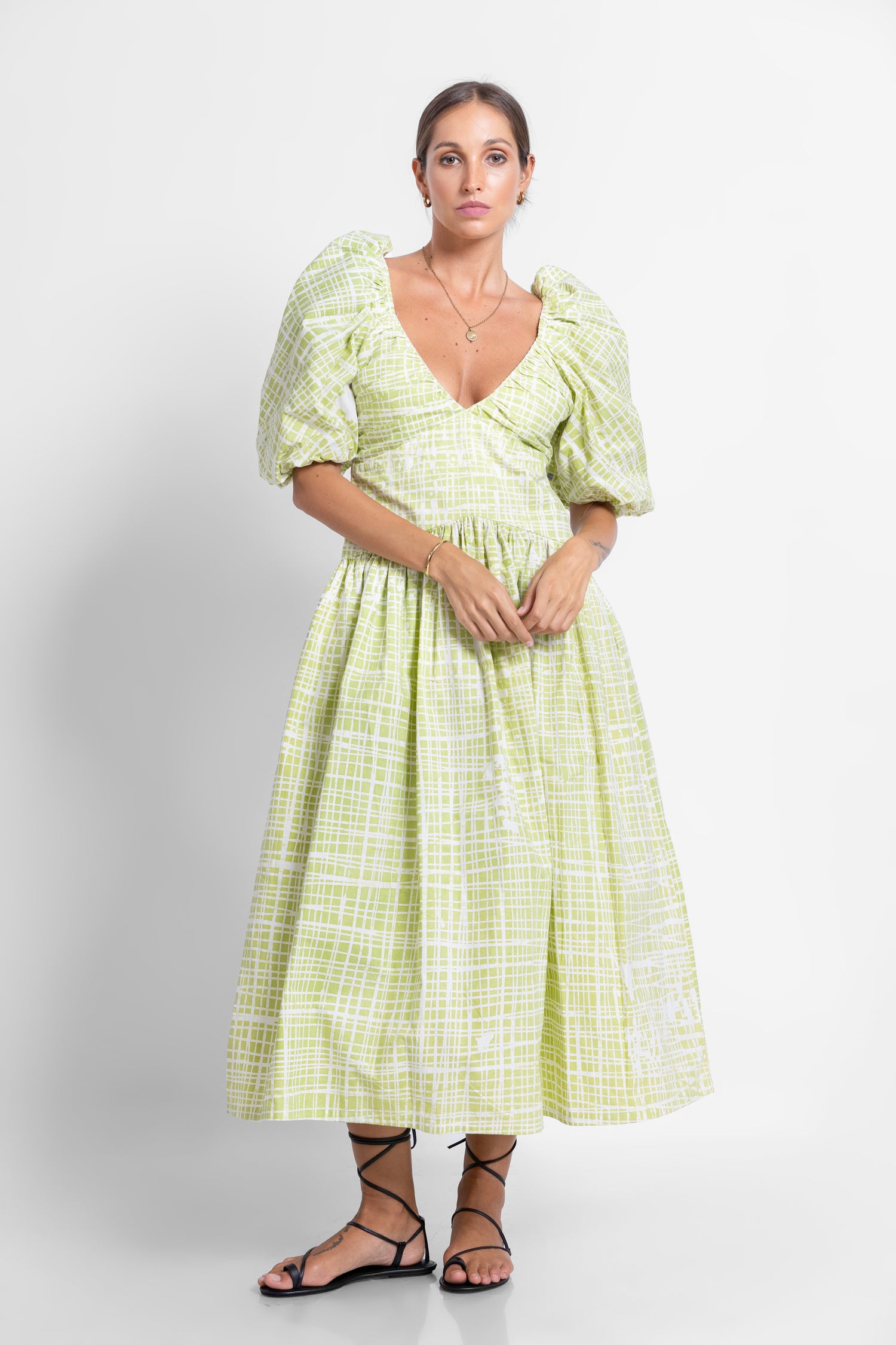 Puzzling Midi Puff Sleeve Dress - Summer 24'