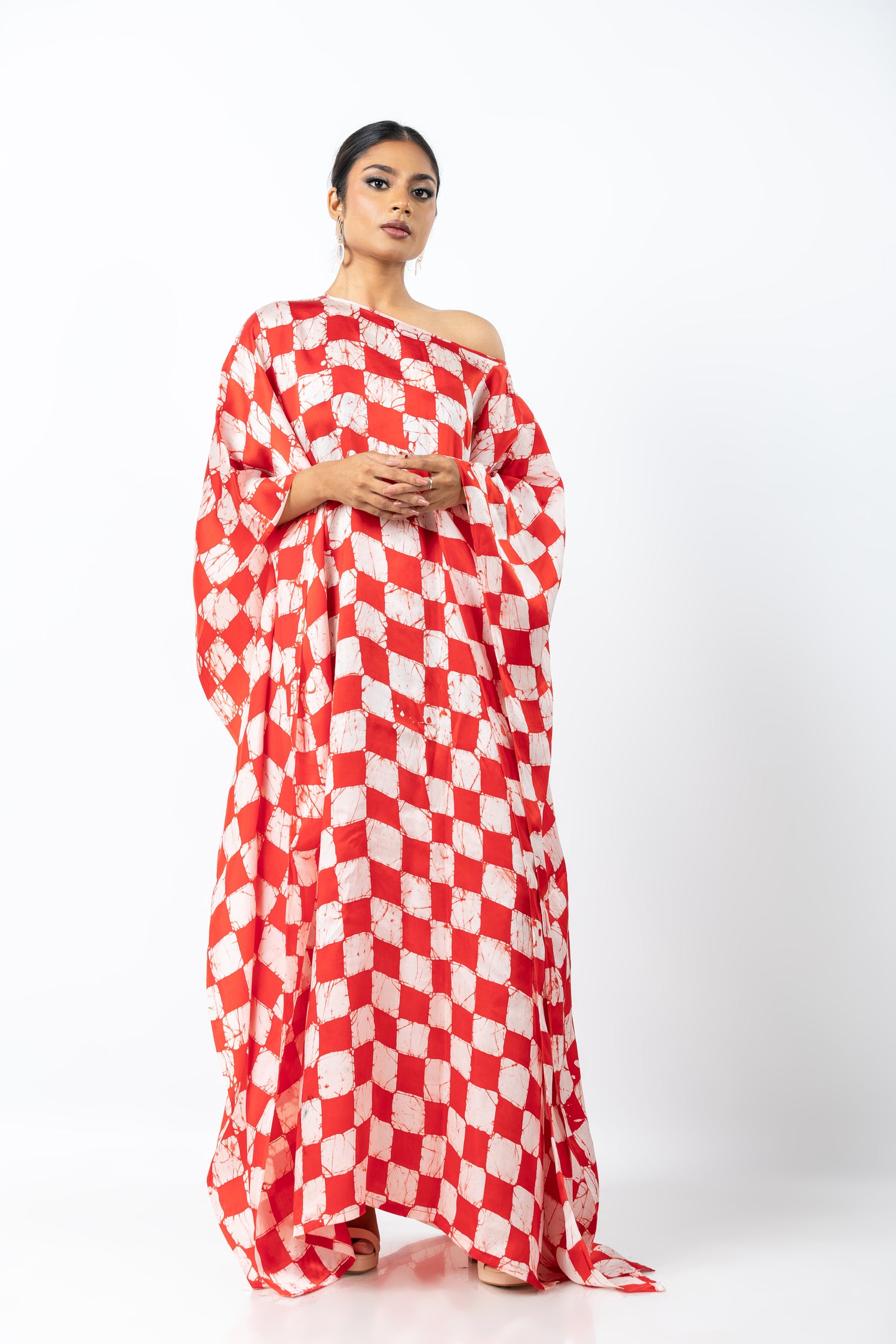 Crimson Checkered Chic Kaftan