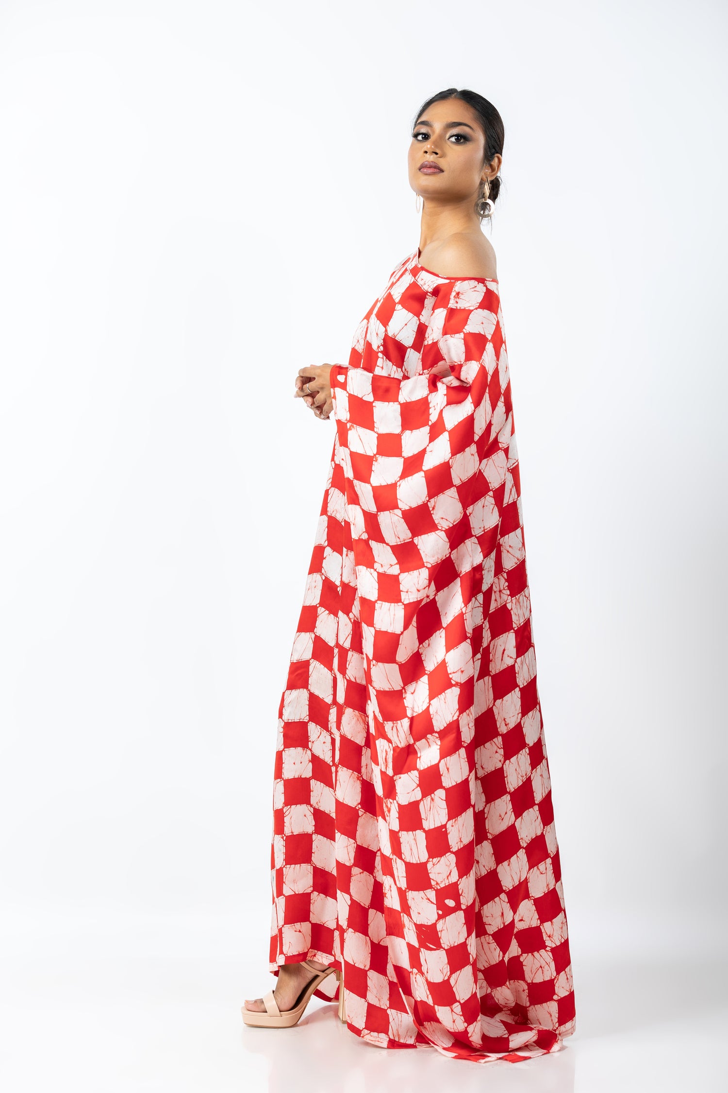 Crimson Checkered Chic Kaftan