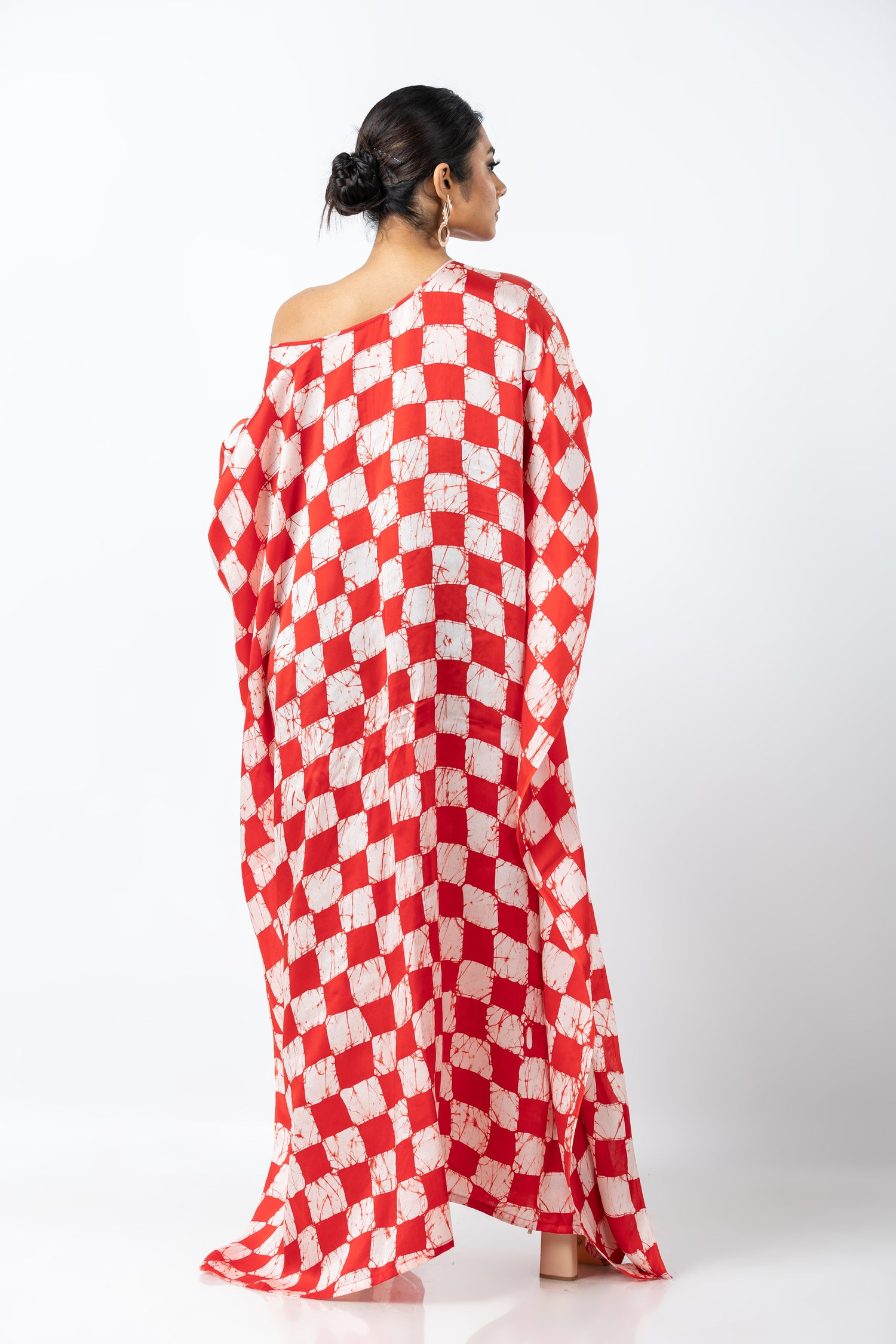 Crimson Checkered Chic Kaftan