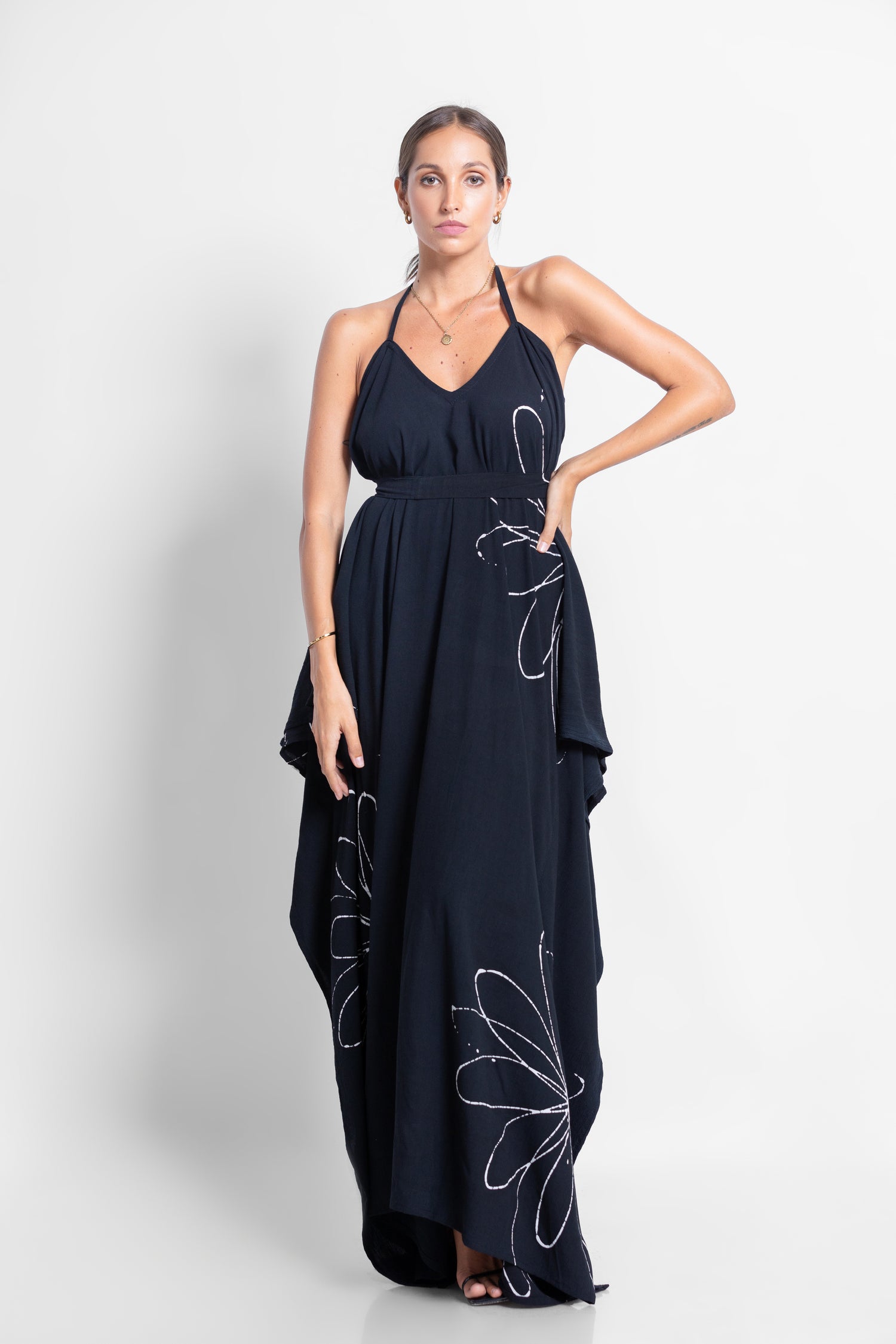 FLORAL BLACK KAFTAN - SUMMER 24'