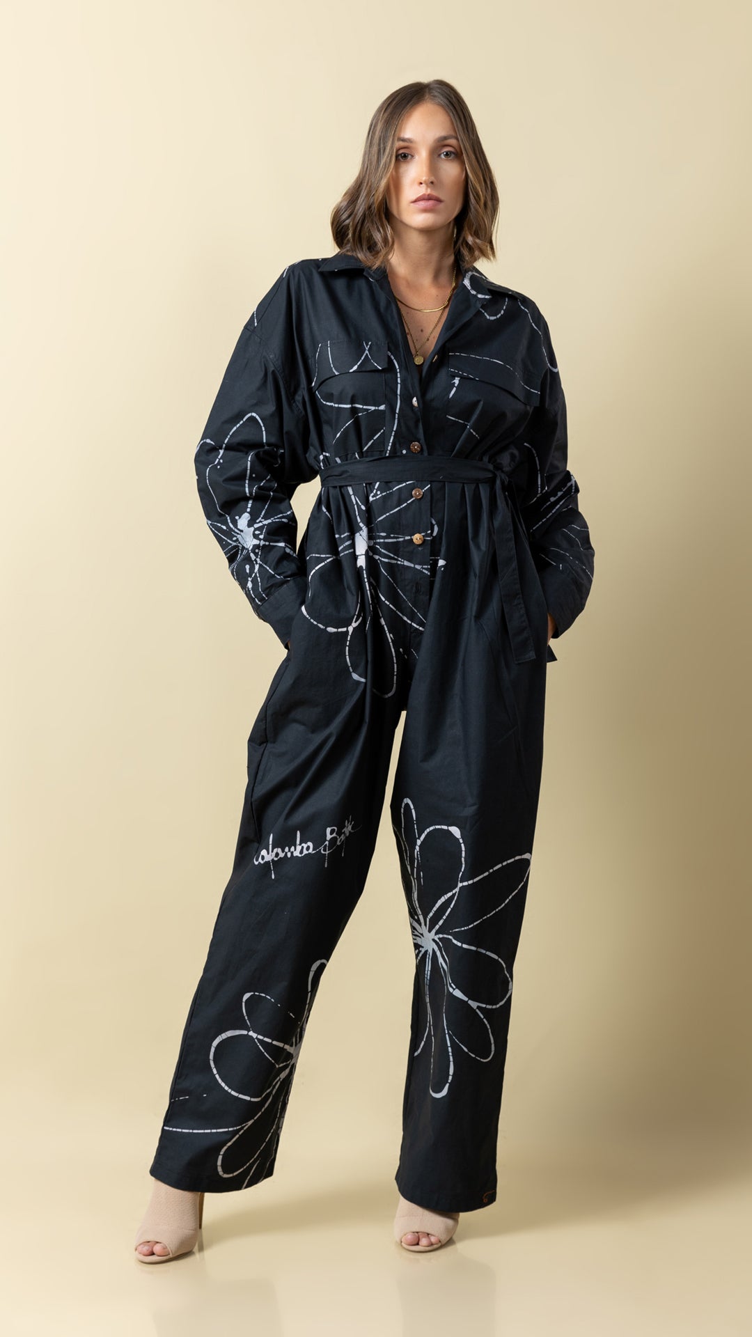 Muted Rose Black Jumpsuit.