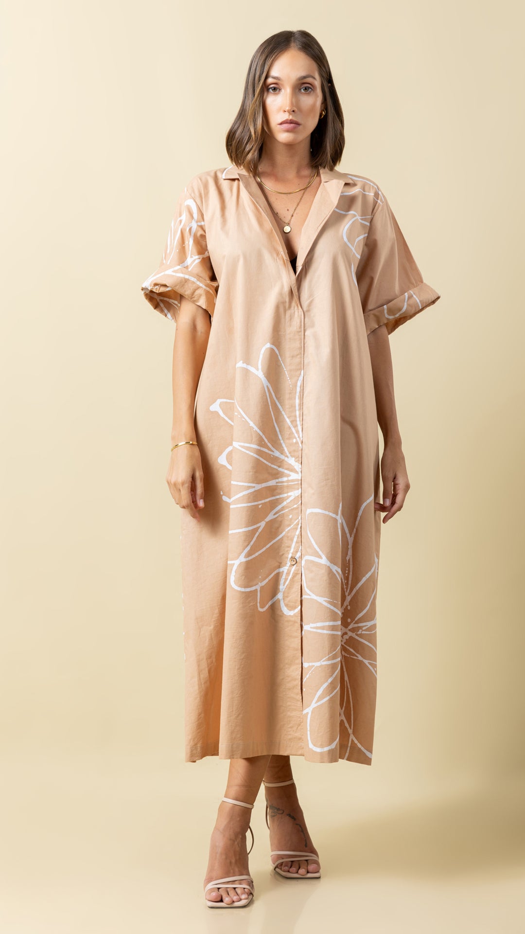 Effortless Elegance: The Oversized Light Brown Shirt Dress