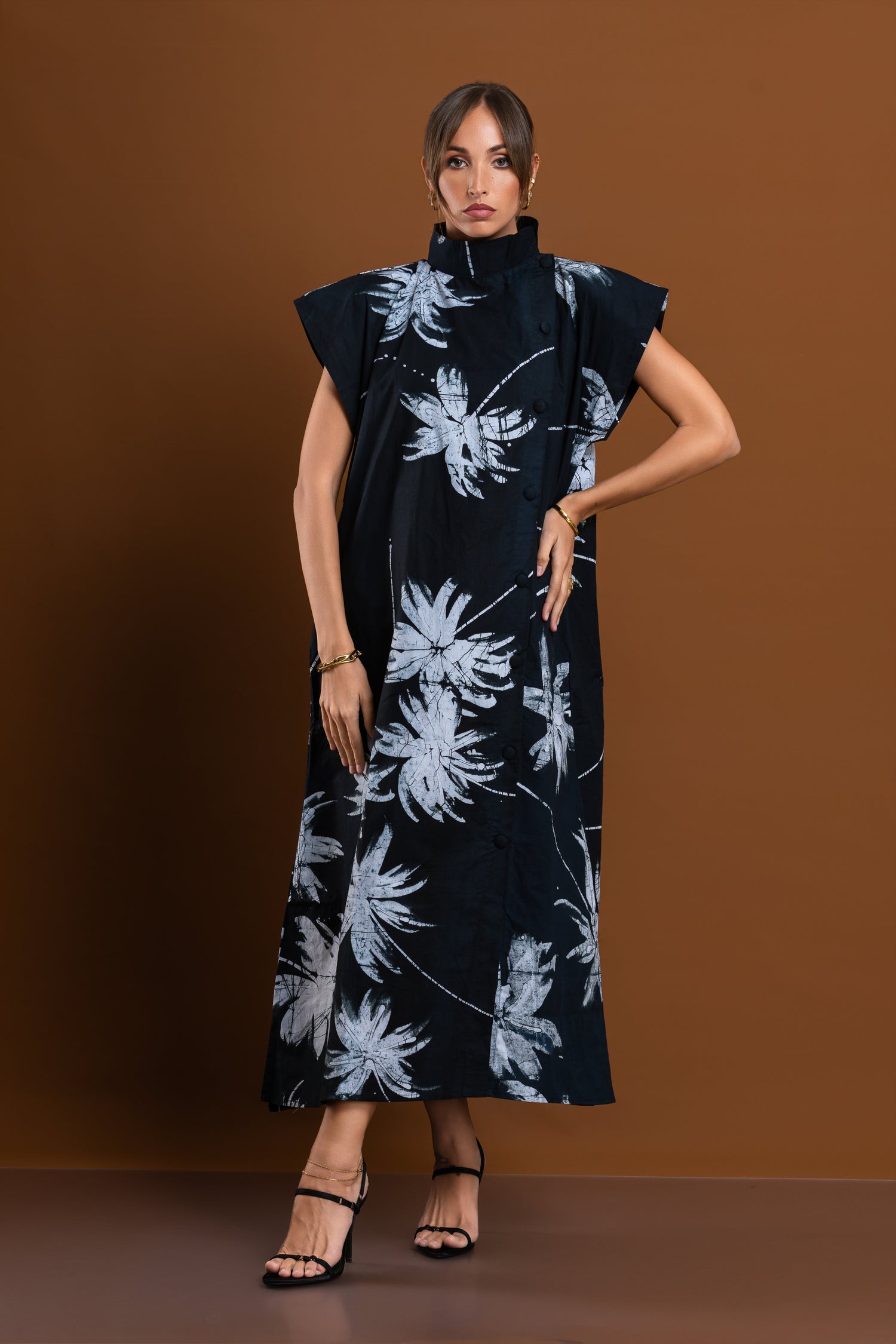 Mid Palm Zen Button Dress