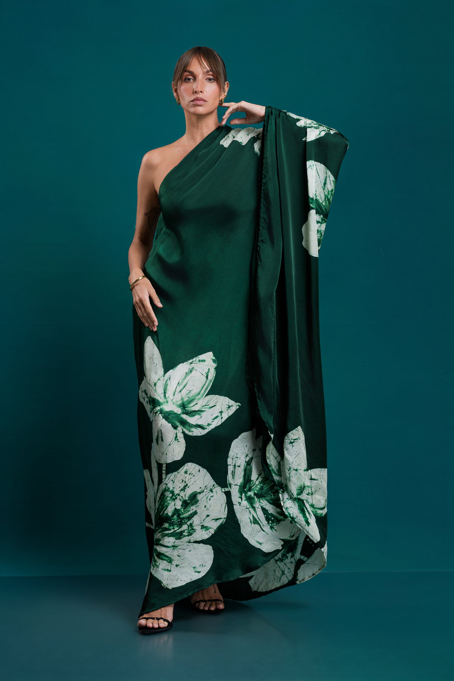 Lumina | Olive Bloom One-Shoulder Dress