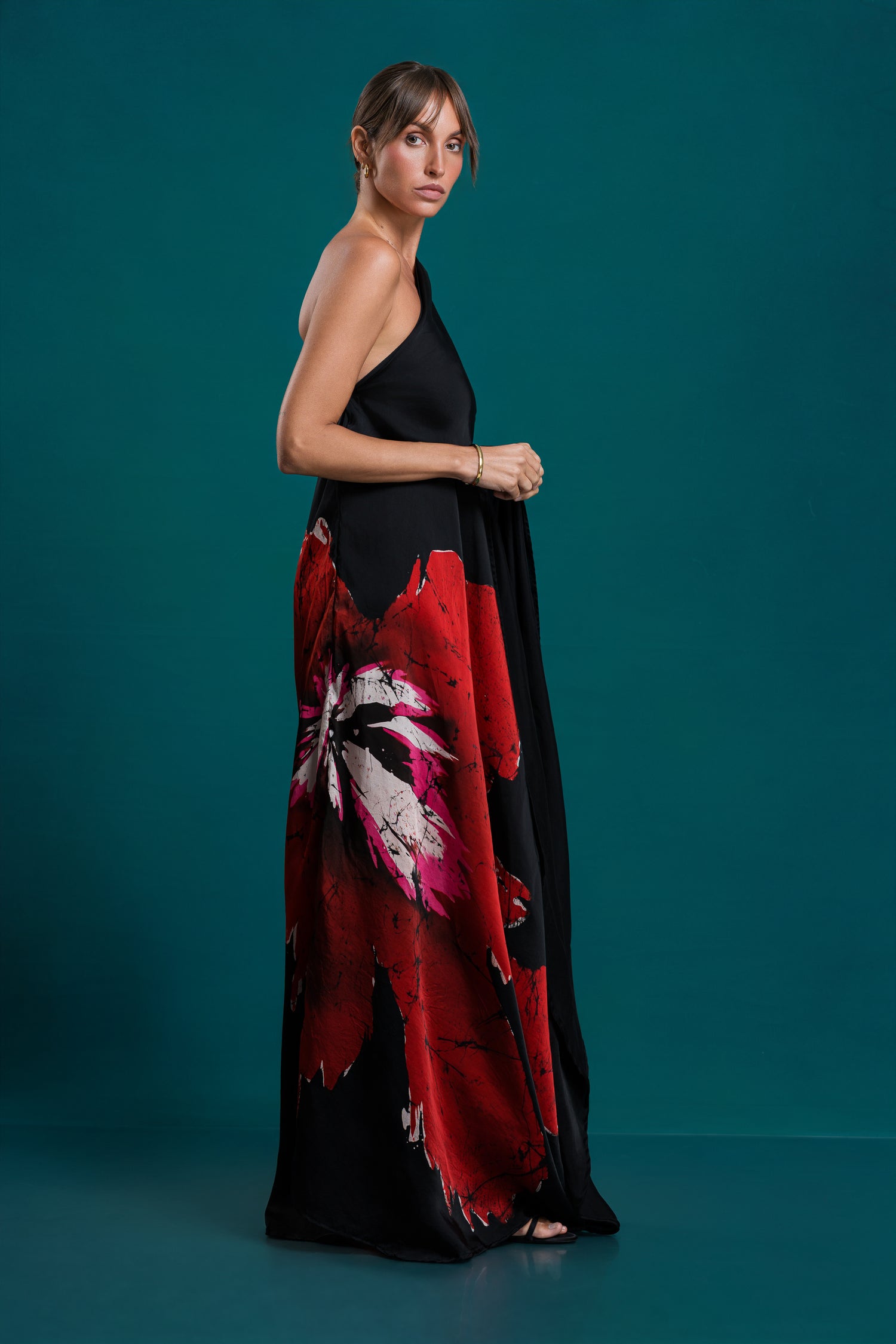 Lumina | Black Bloom One-Shoulder Dress