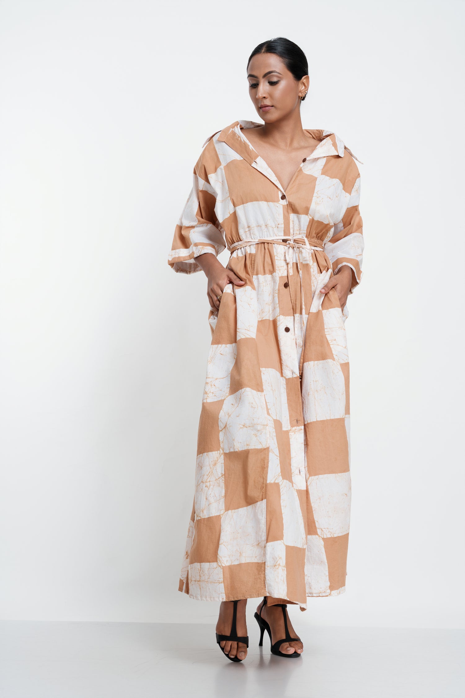 The Sand Grid Shirt Dress