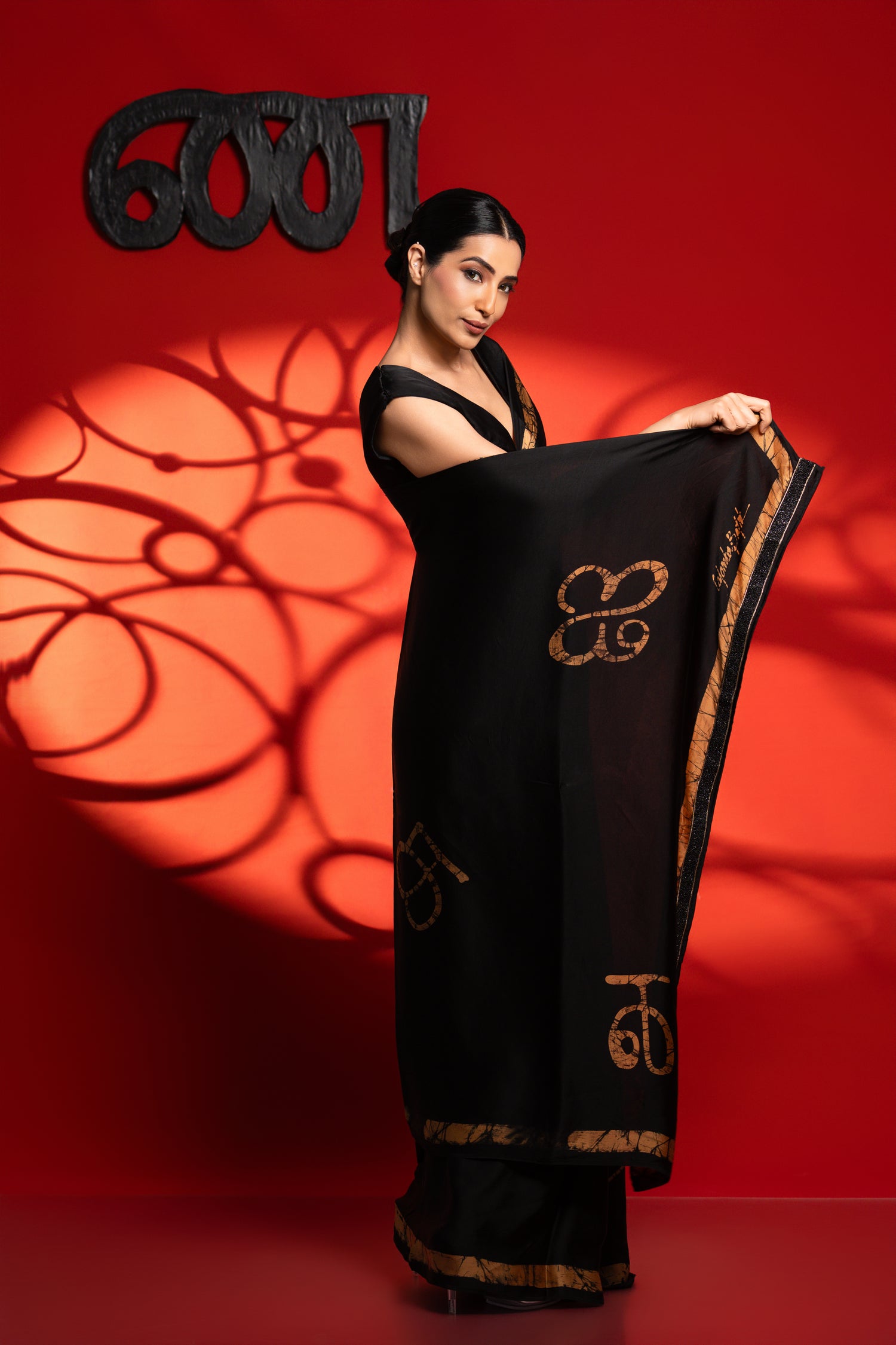 Ira – Black & Gold Tamil Letter Saree