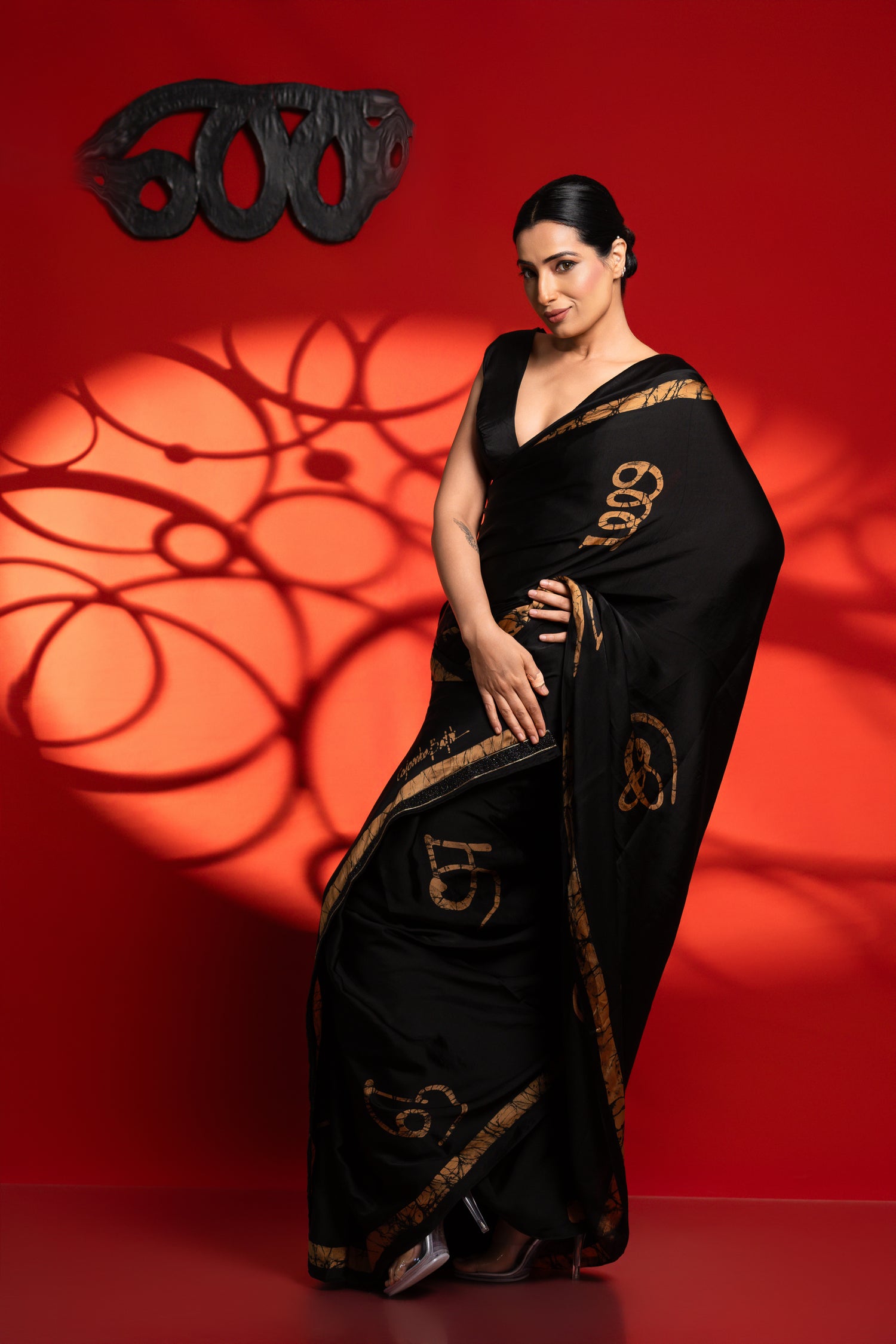Ira – Black & Gold Tamil Letter Saree