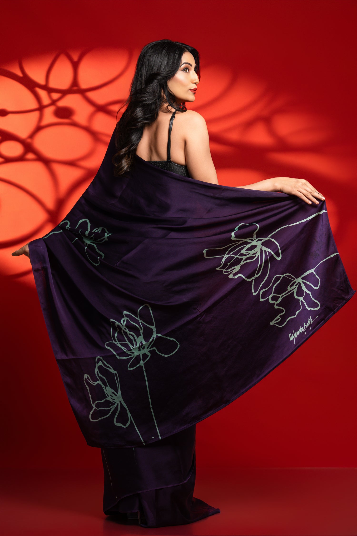 Kaira – Purple Rose Sketch Saree