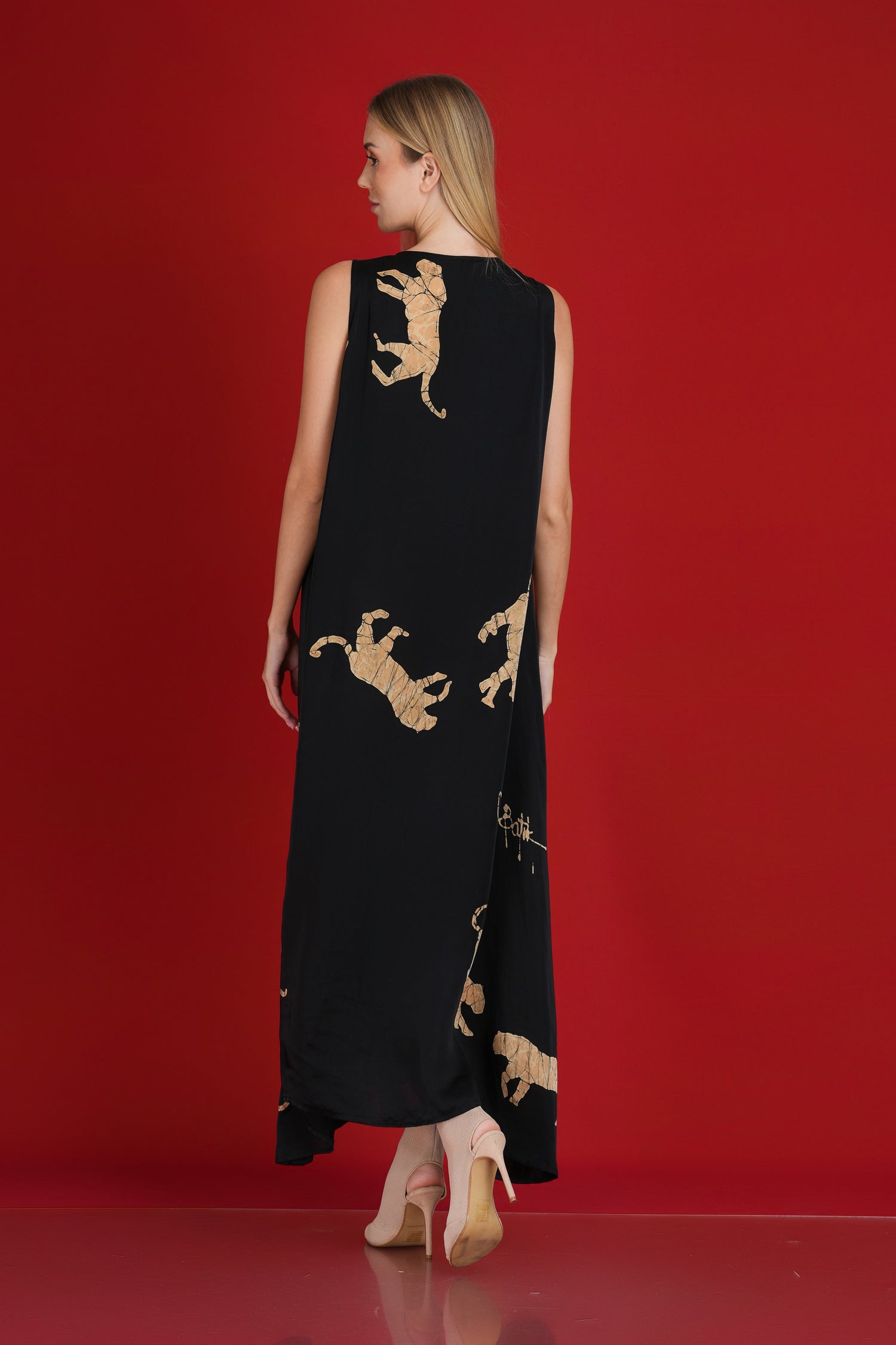 Golden Panthera: Black & Gold Tiger  Maxi Dress