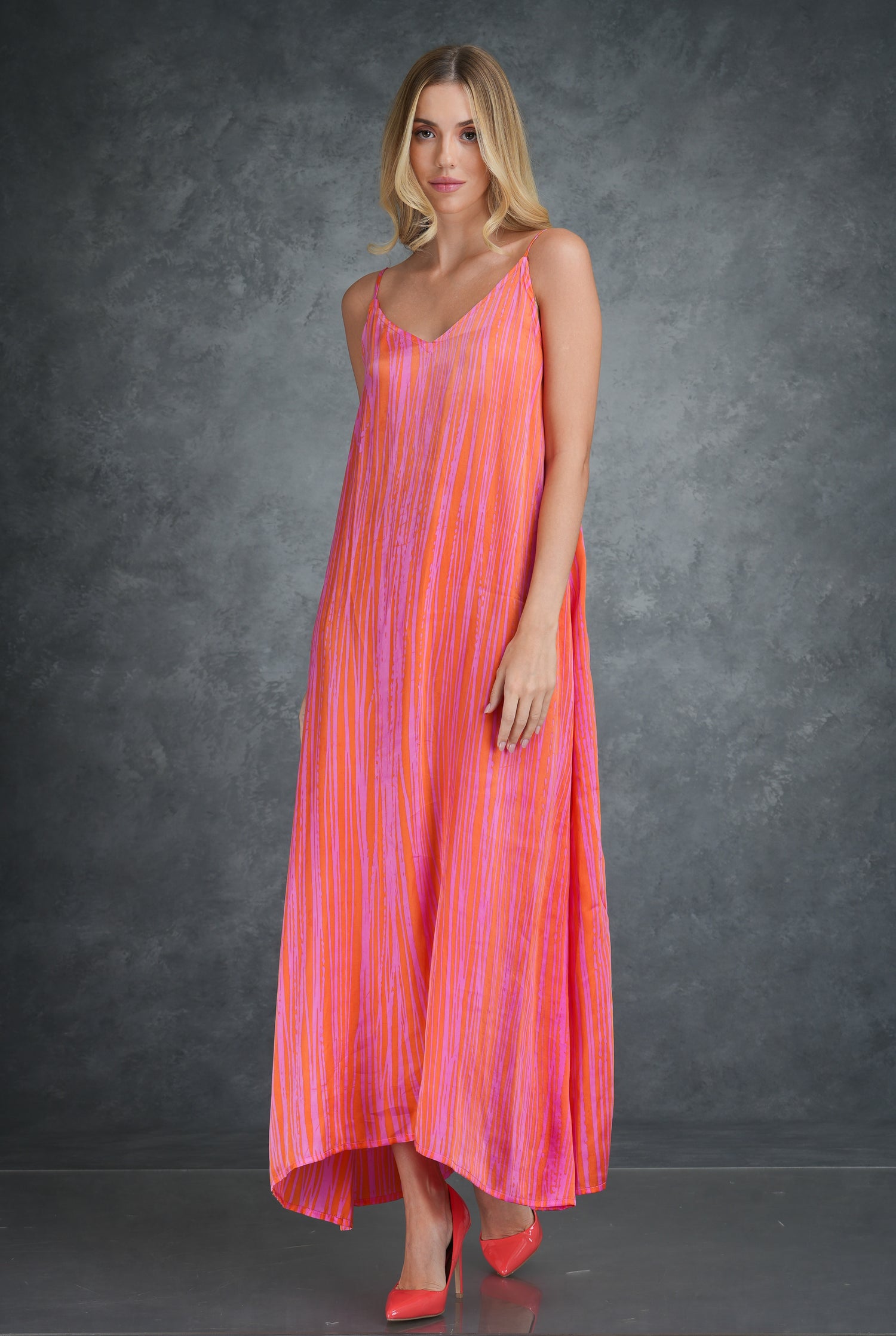 Pink and Orange Harmony Backless Dress
