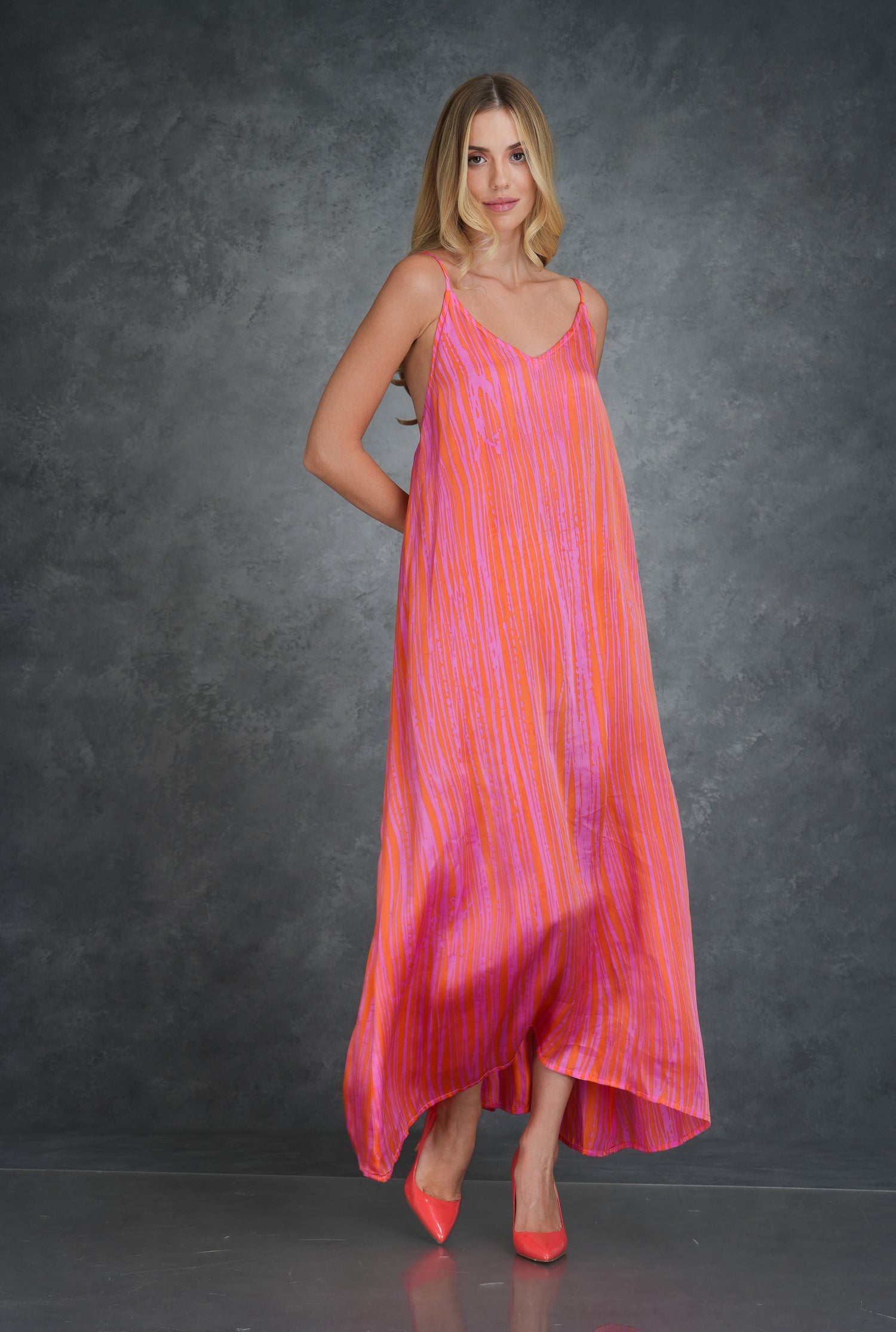 Pink and Orange Harmony Backless Dress