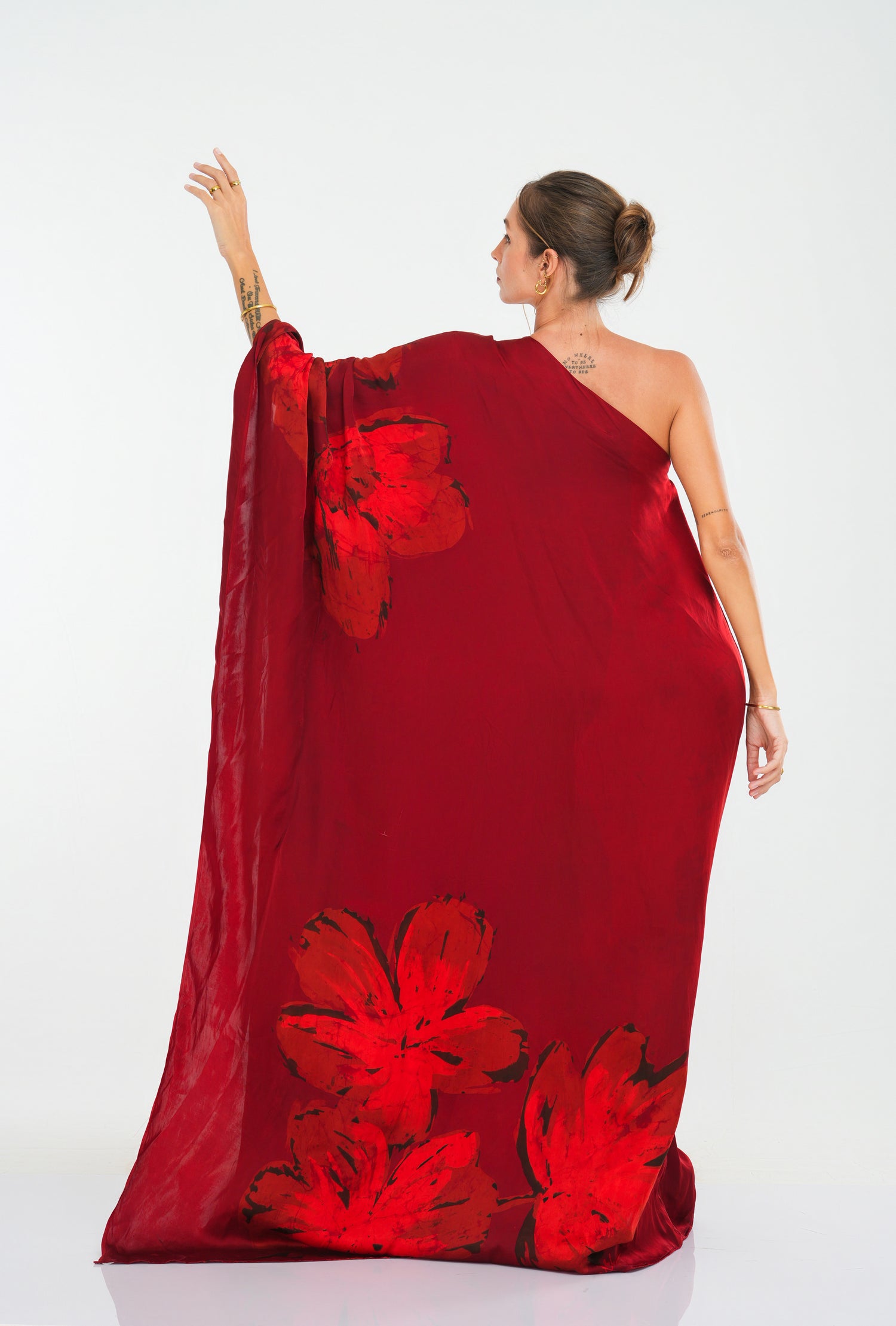 Burgundy Bloom One-shoulder Dress PRE-ORDER