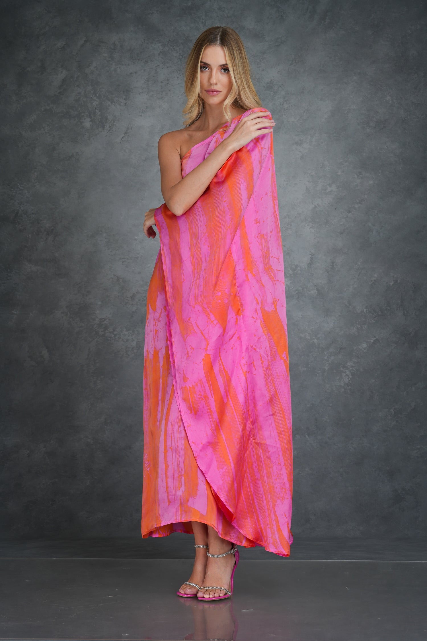 Pink and Orange Bliss One Shoulder Dress