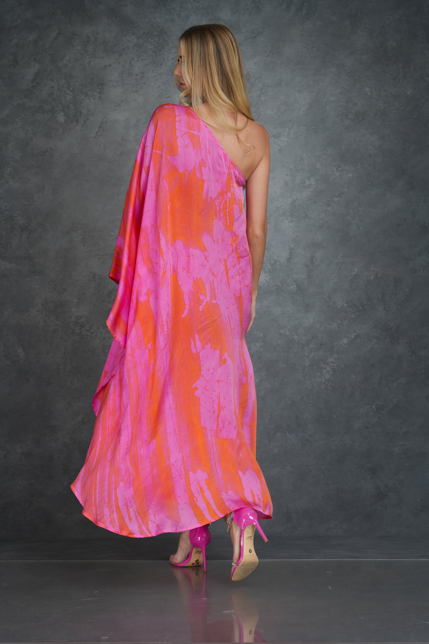 Pink and Orange Bliss One Shoulder Dress