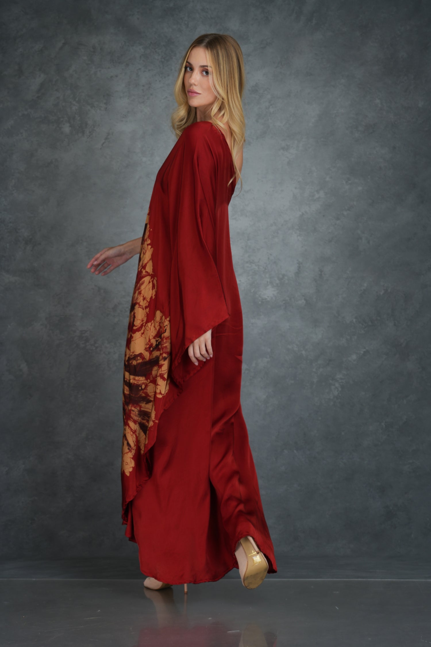 Scarlet Blossom: Luxe Bloom One-Shoulder Dress