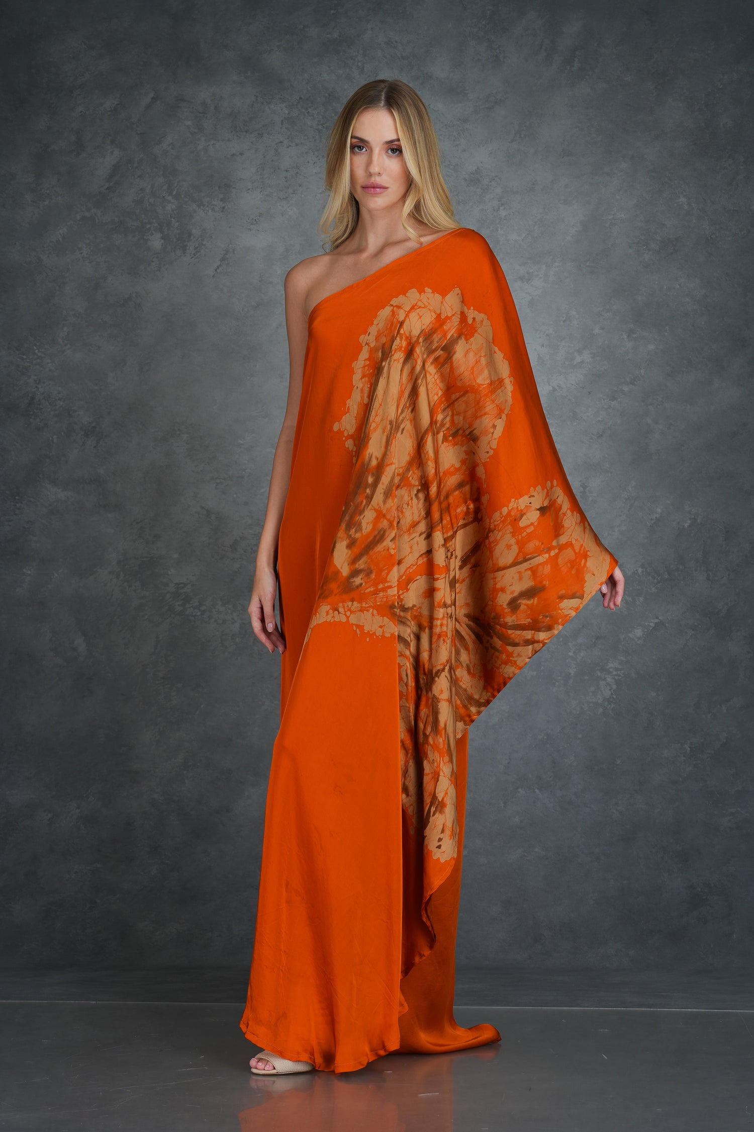 Citrus Bloom: One-Shoulder Dress