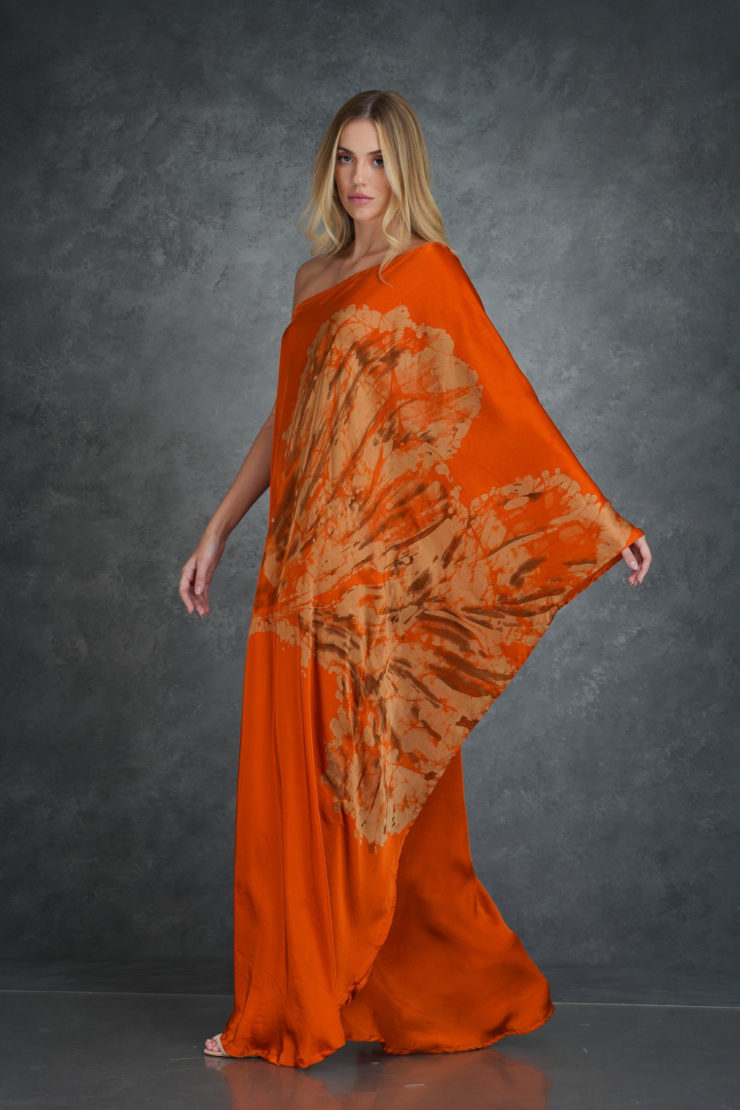 Citrus Bloom: One-Shoulder Dress