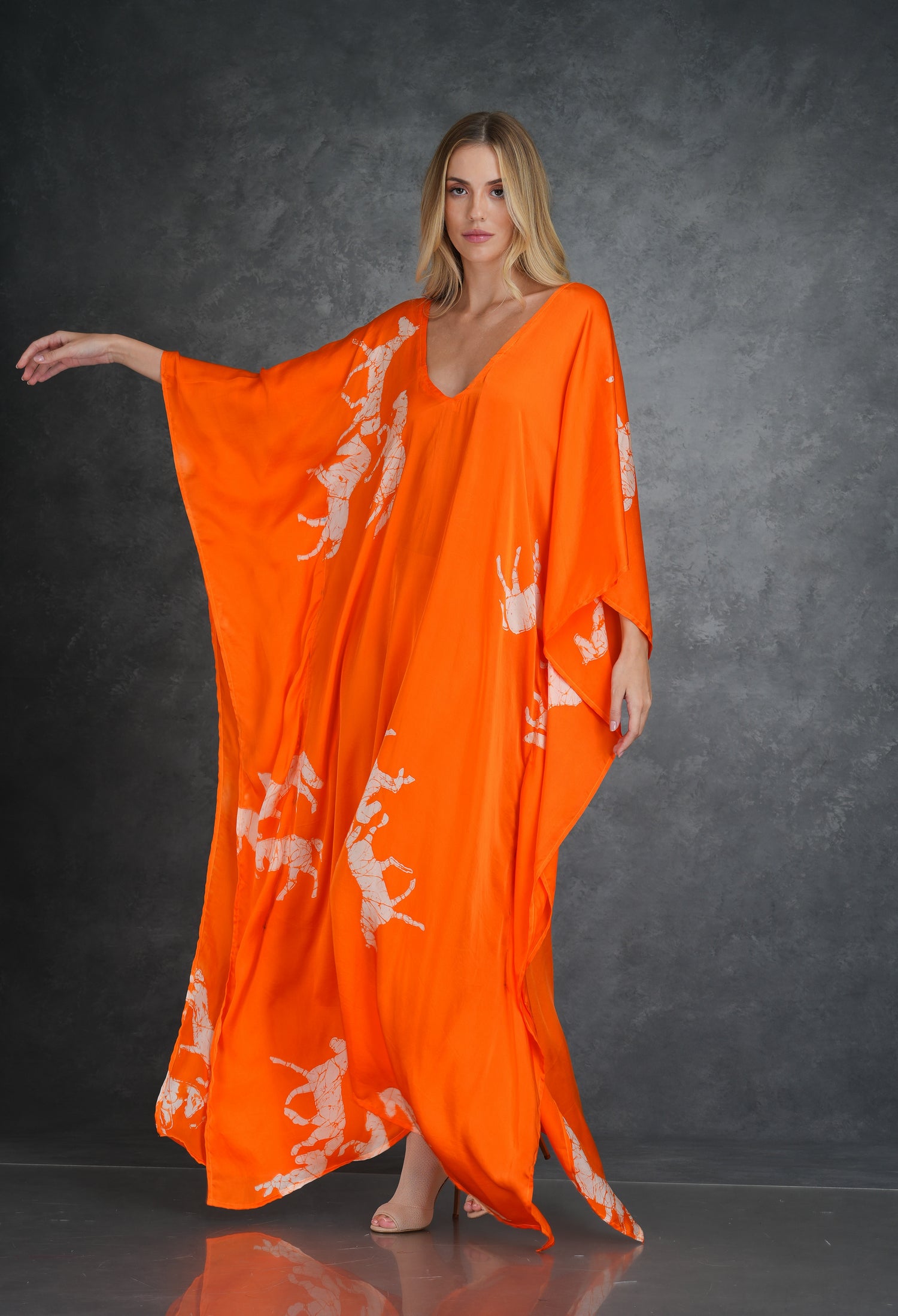 Tangerine Stallion Kaftan: Equine Elegance Kaftan