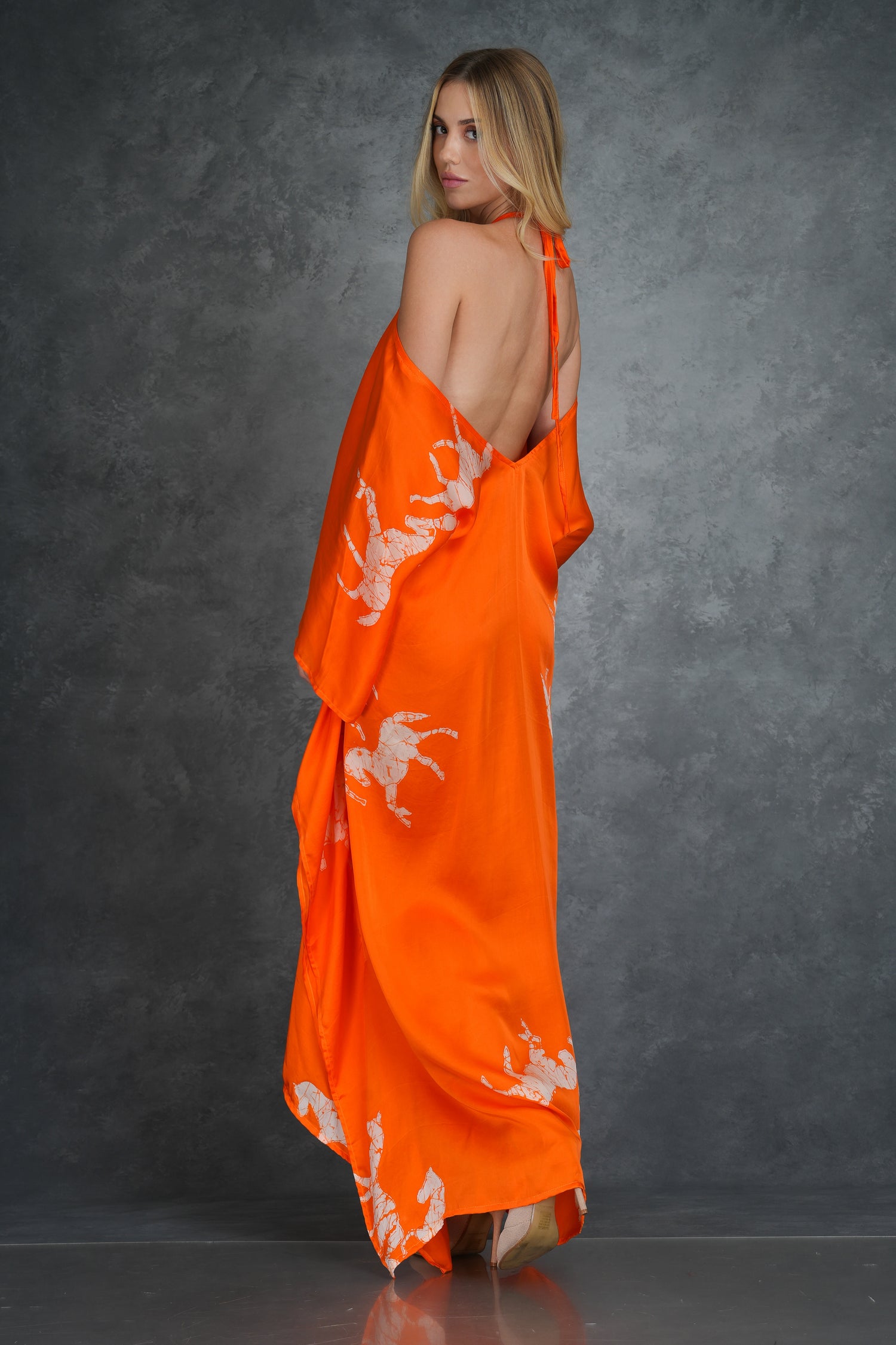 Tangerine Stallion Kaftan: Equine Elegance Kaftan