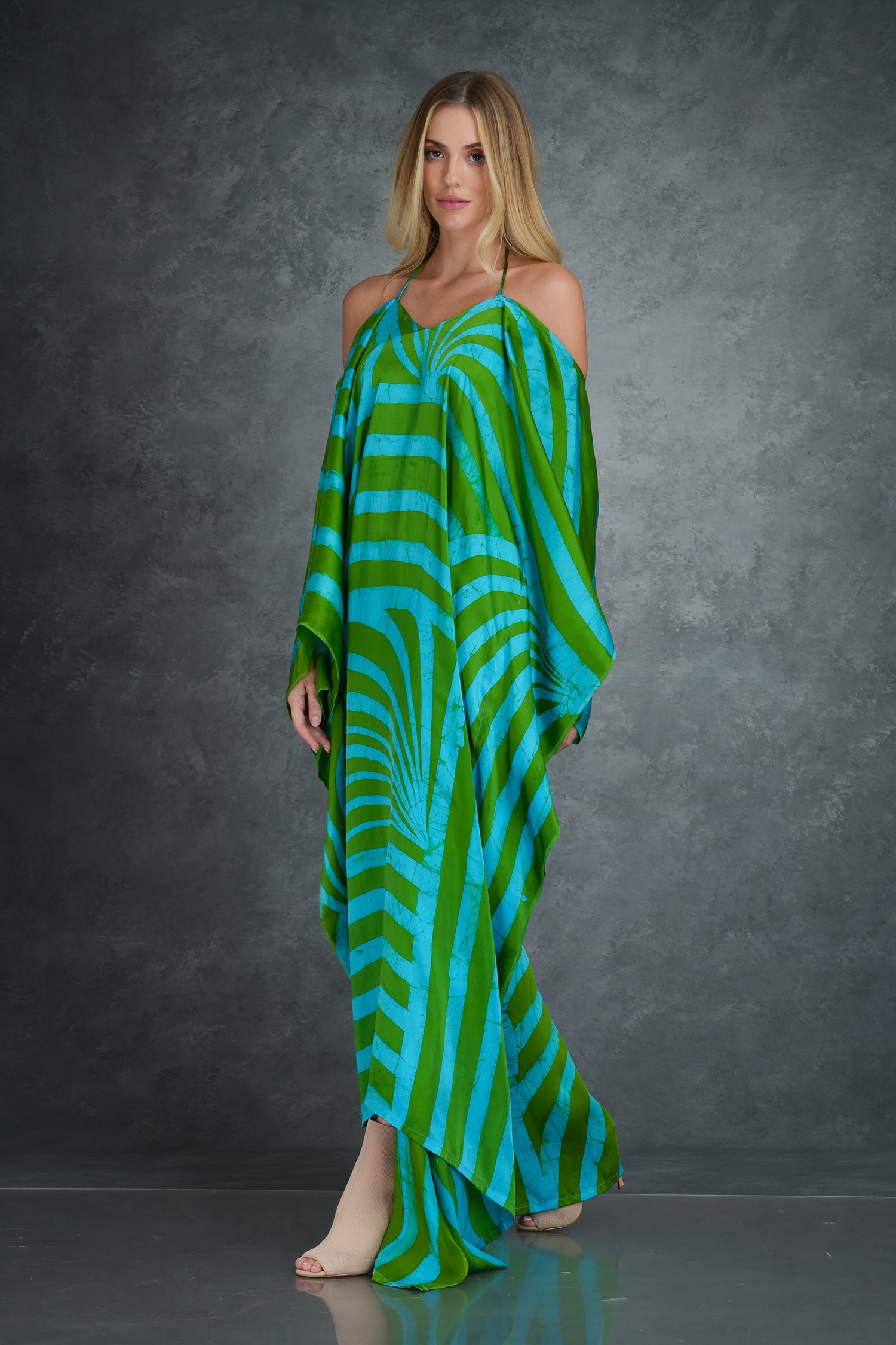 Sea Green & Turquoise Striped Splendor Kaftan