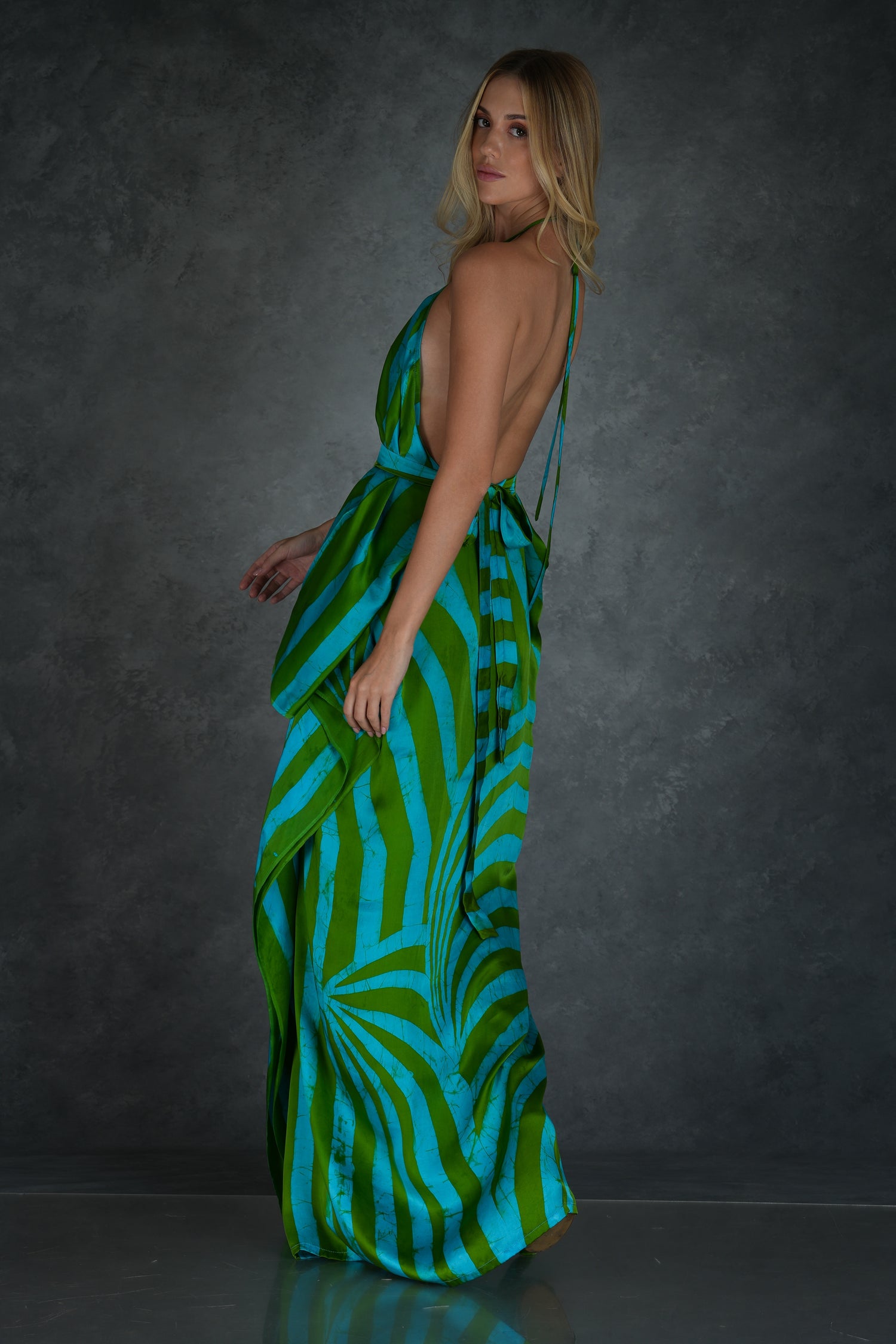 Sea Green & Turquoise Striped Splendor Kaftan