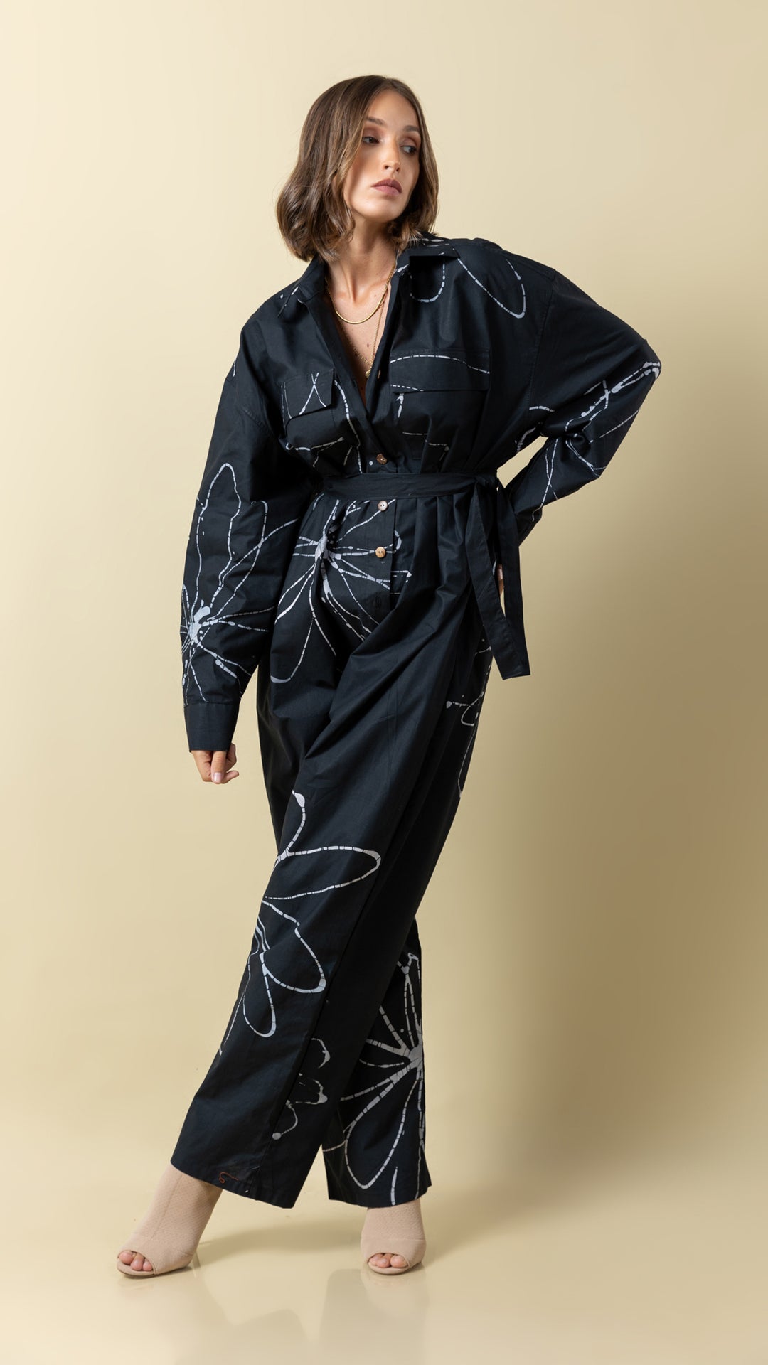 Muted Rose Black Jumpsuit.