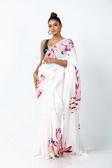 Enchanted White Blossom Saree