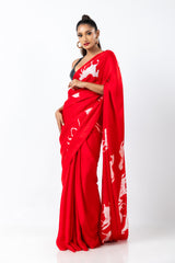 A Dance of Red Horses Saree