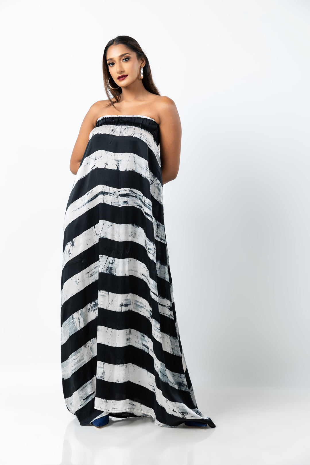 Ravishing Black Stripes Tube Dress colombobatik