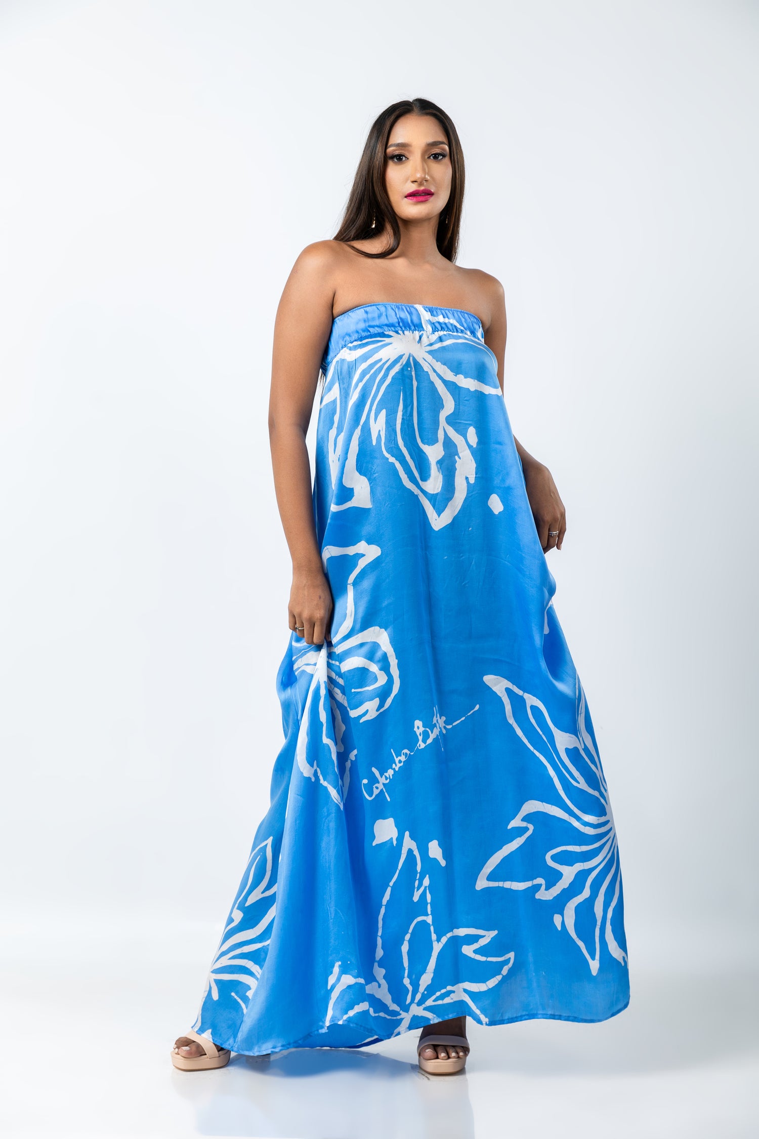 Ravishing Blue Floral Tube Dress