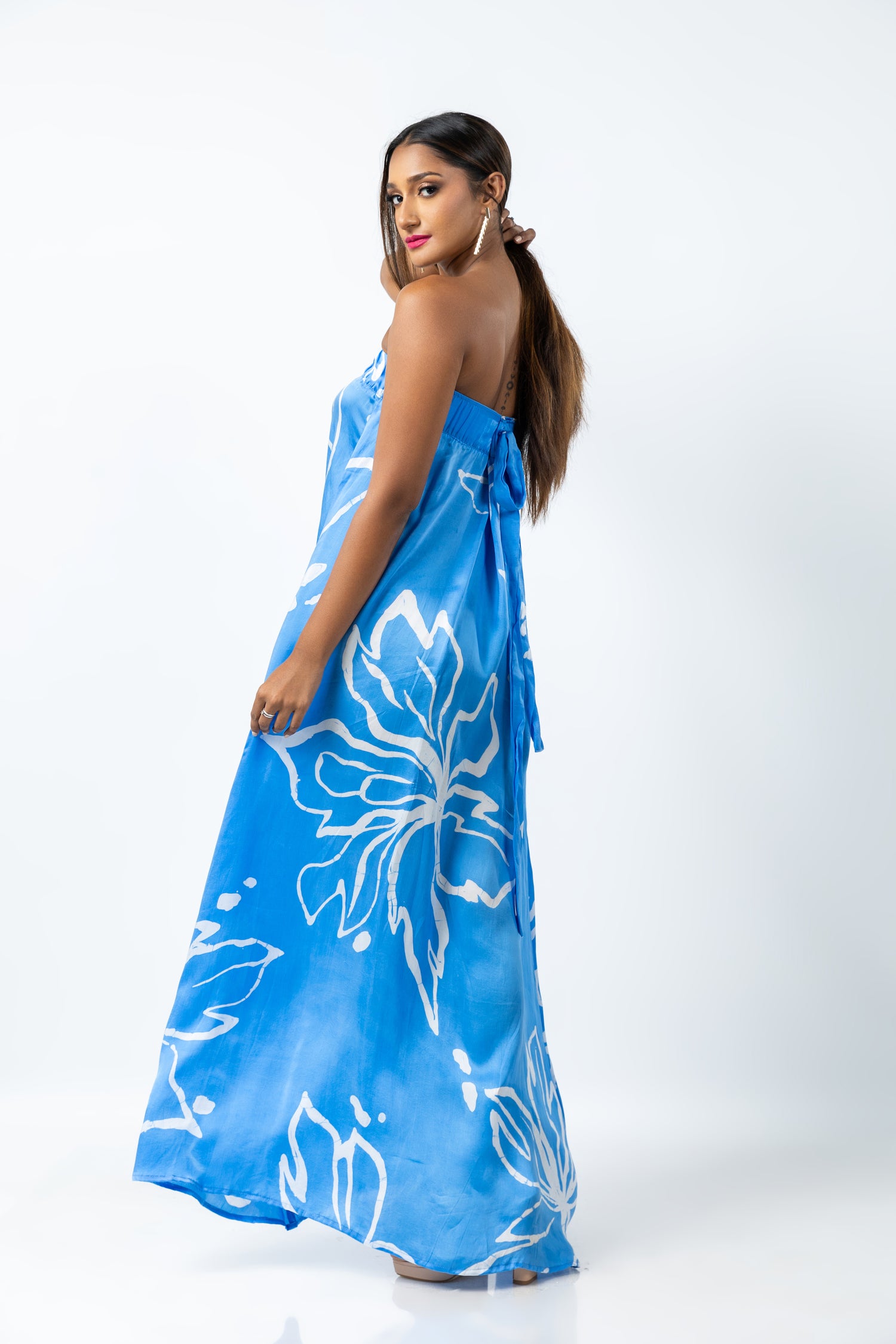 Ravishing Blue Floral Tube Dress