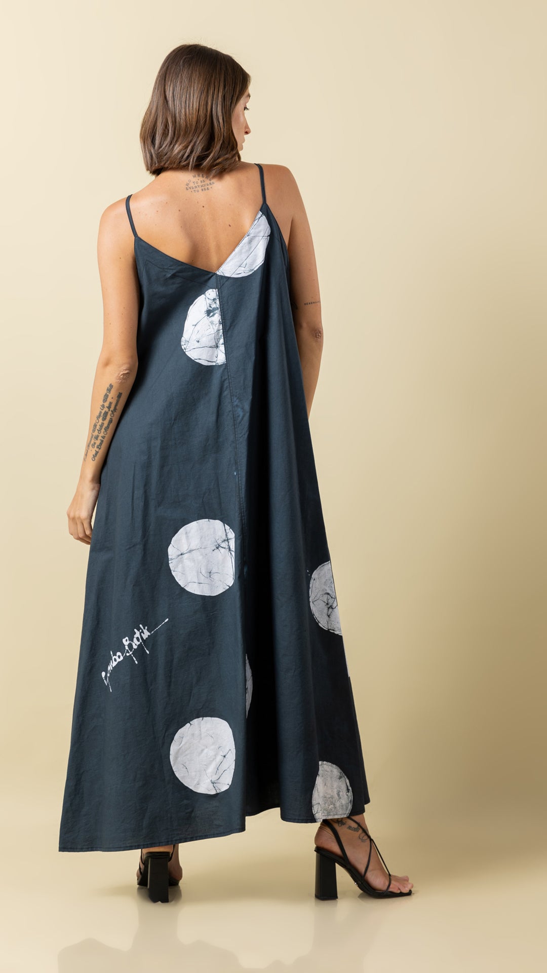 Black Polka Dot Perfection: Versatile Long Strap Dress