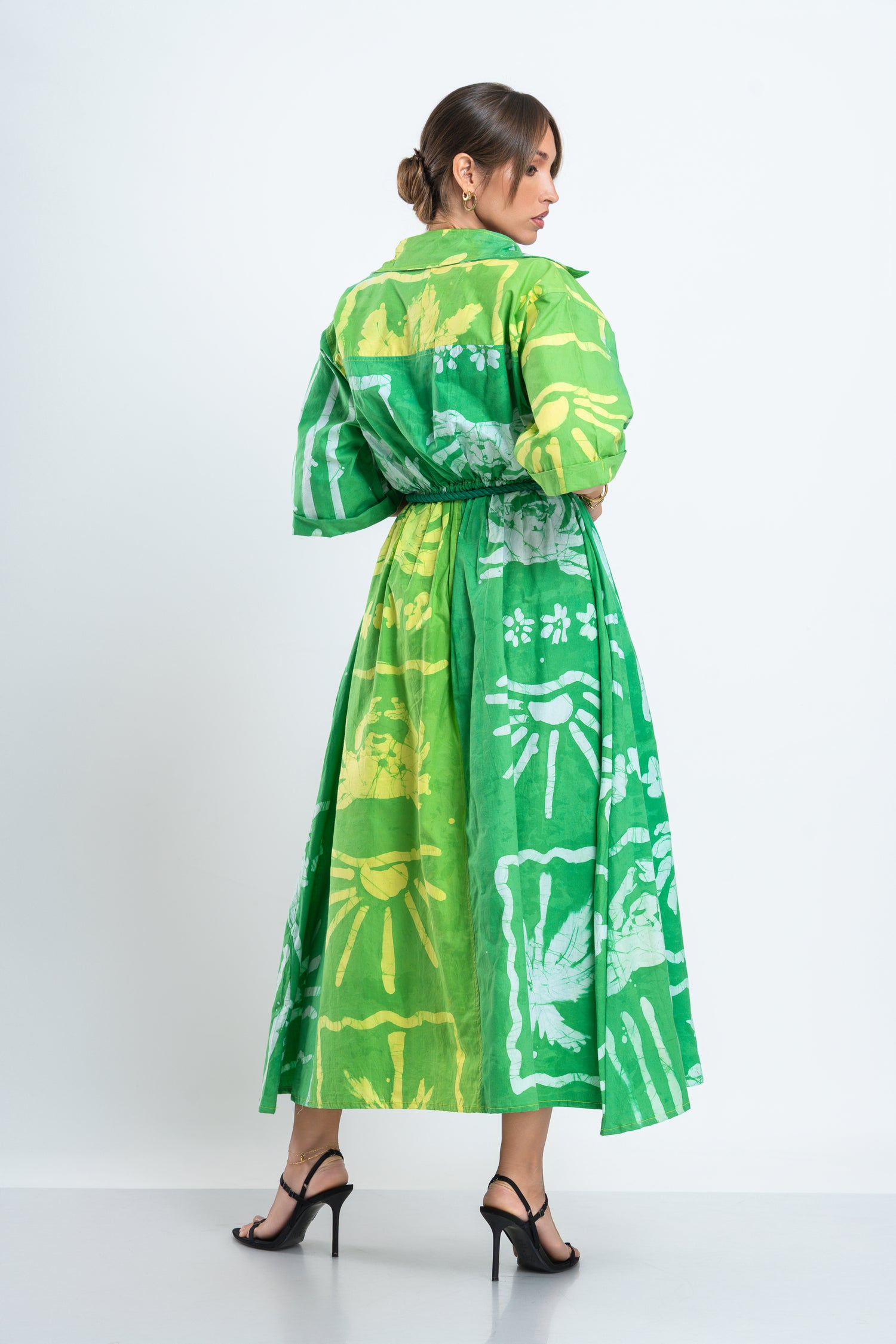 Crab Shore Green Long Shirt Dress