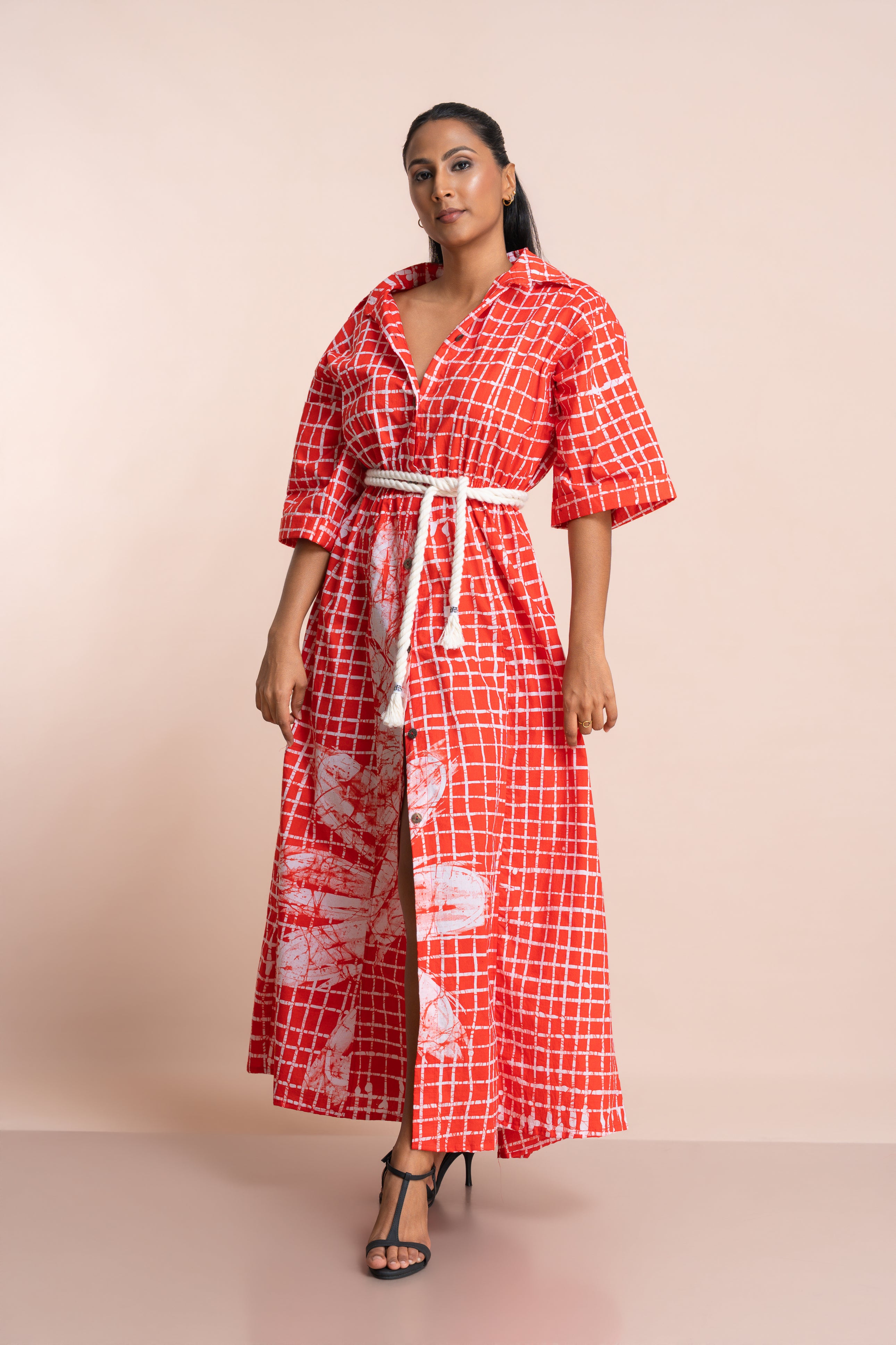 Abstract Bloom Check Shirt Dress | Handmade Batik Shirt Dress Sri Lanka ...