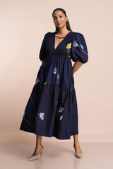Deep Bloom Midi Dress